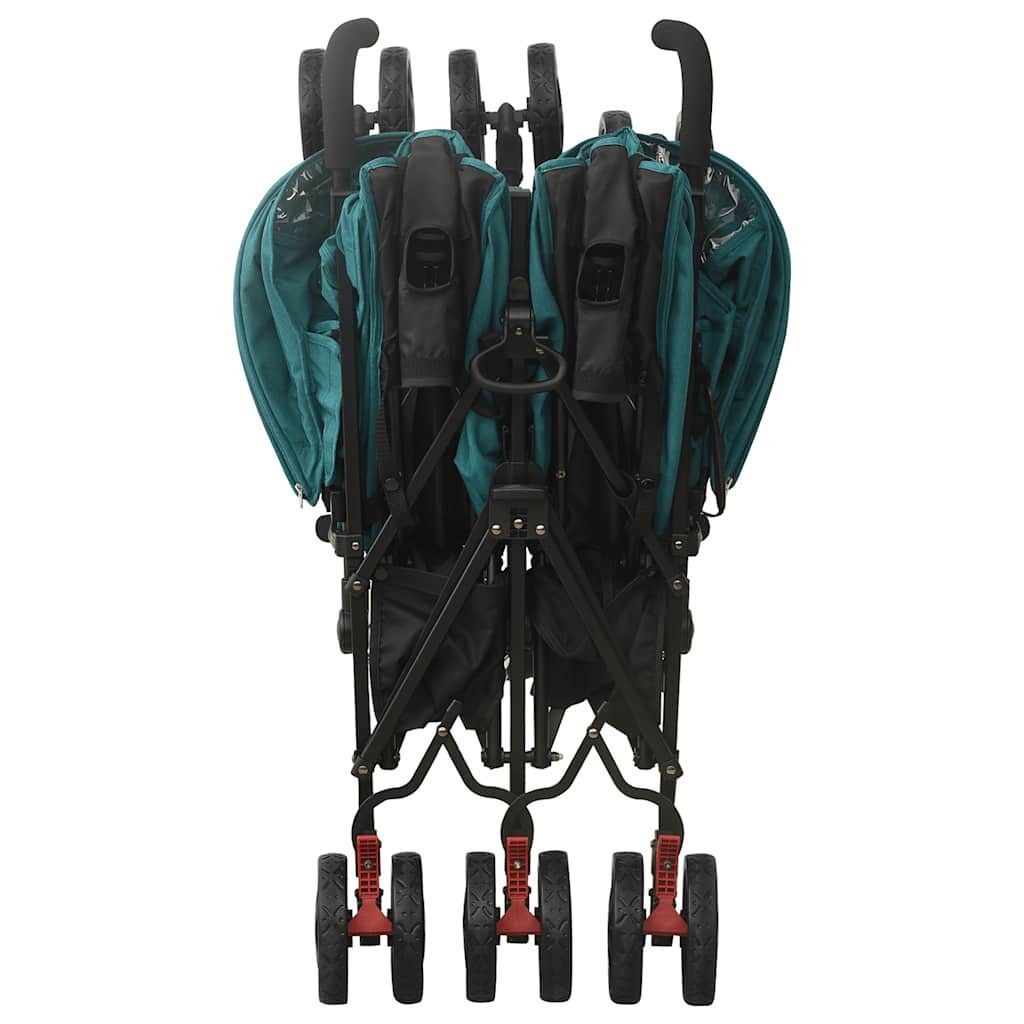 Kinder-Buggy Geschwisterwagen Grün Stahl