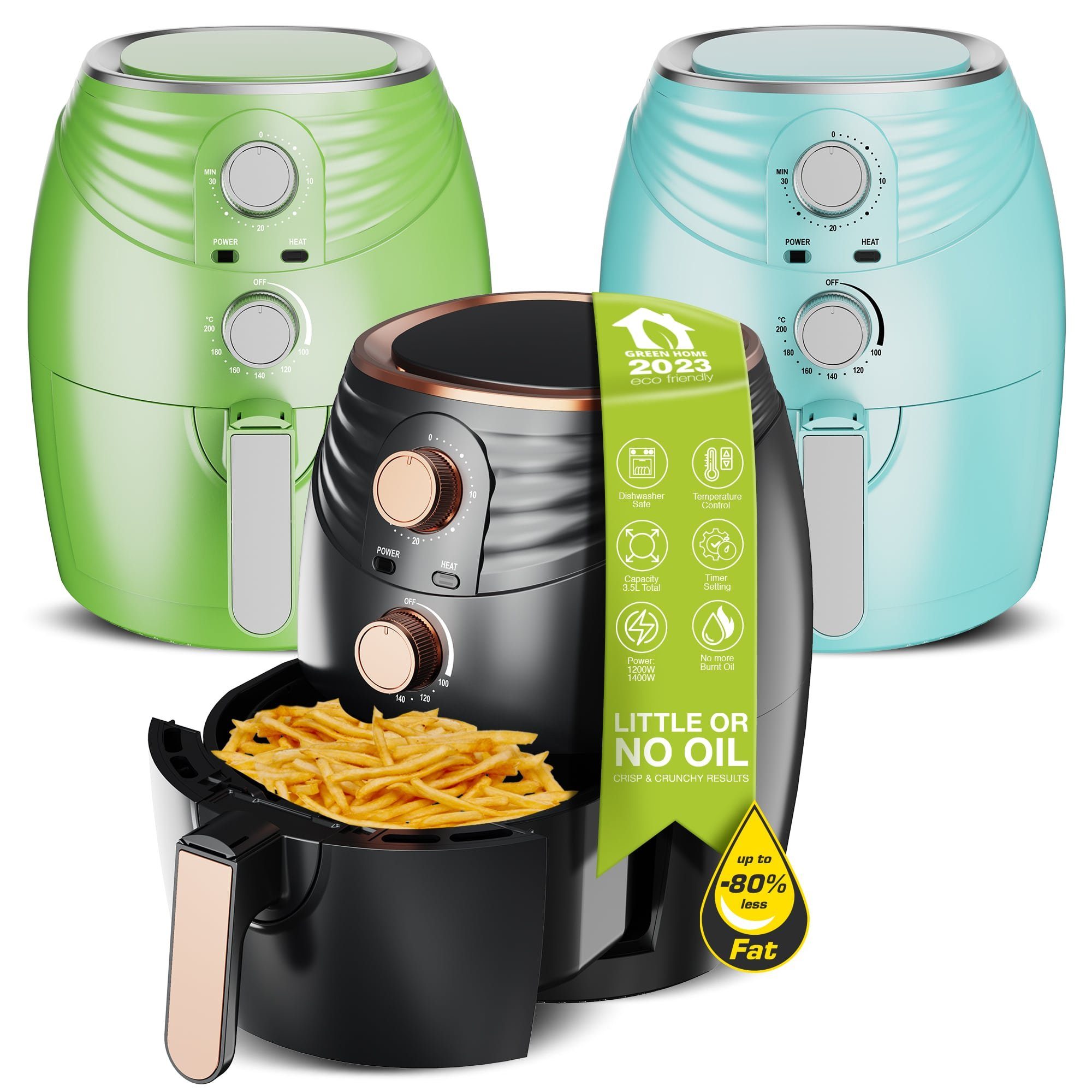 Heißluftfritteuse Retro Heißluftfritteuse 3,5 L