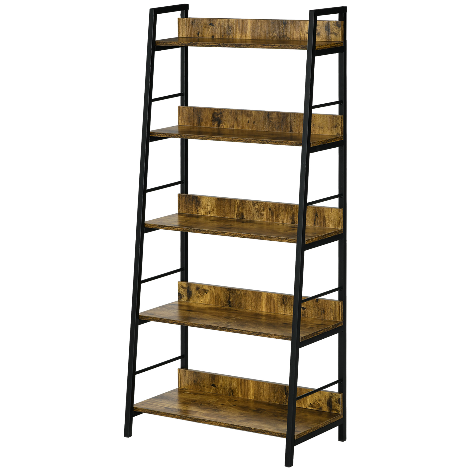 HOMCOM Schräges Industrie-Stil Bücherregal mit 5 Ebenen 70L x 35B x 150H cm