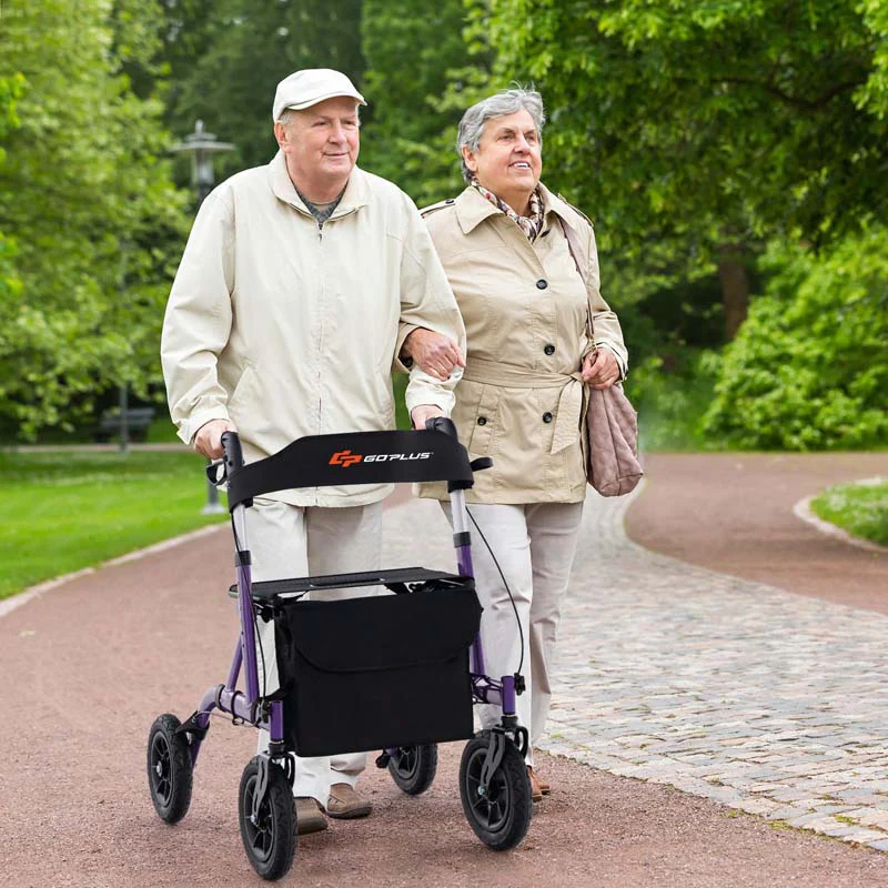 Eletriclife Height Adjustable Rollator Walker Foldable Rolling Walker with Seat