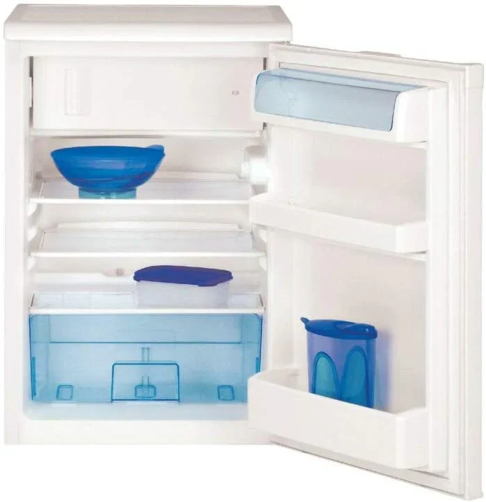 Beko TSE1424N b100 Tischk��hlschrank, 128 l Gesamtrauminhalt, wechselbarer T��ranschlag, gute Beleuchtung im Ger?t, 37 dB, robuste Glasablagen, Wei?