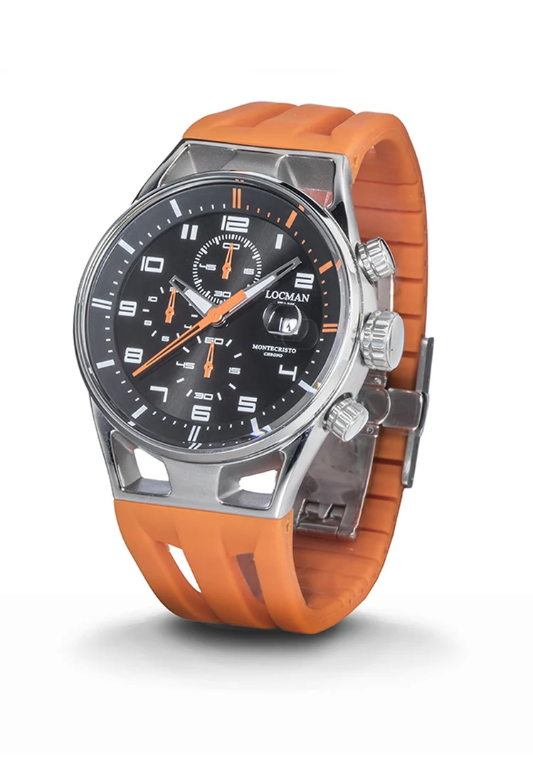 Locman Montecristo Chrono 41mm nero silicone arancio 0542A01S-00BKORSO