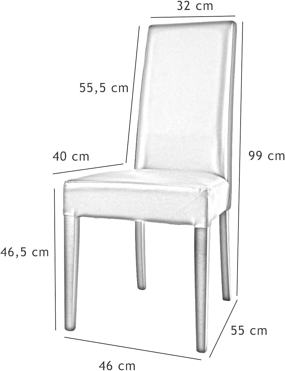 t m c s Tommychairs - Set 4 sedie imbottite modello Luisa per cucina e sala da pranzo, robusta struttura in legno di faggio bianco, seduta e schienale rivestiti in pelle artificiale bianco
