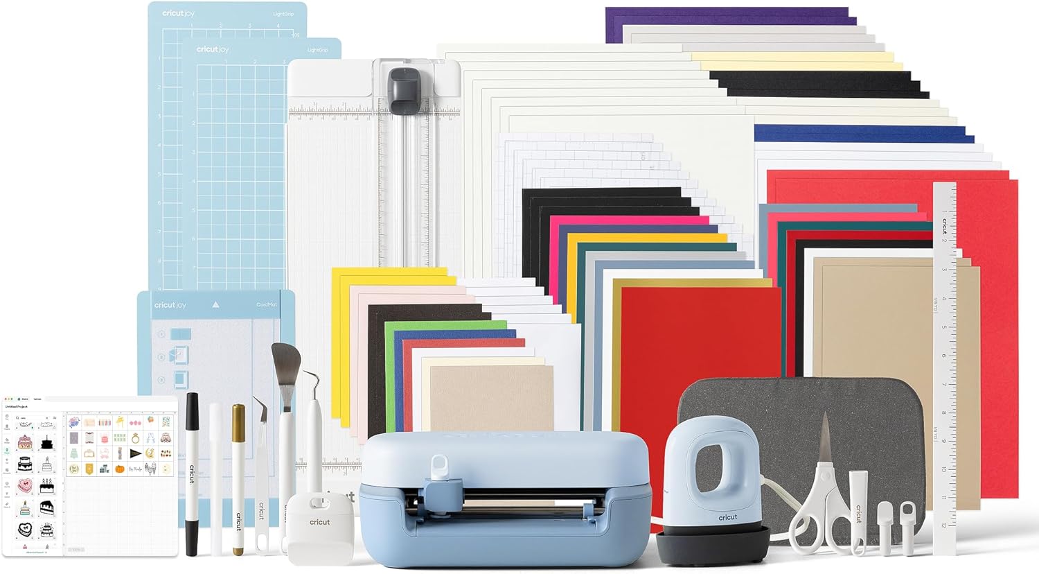 Cricut Joy™ 2 Ultimate Bundle + Digitale Inhalte, Intelligente kompakte Schneidemaschine mit Heißpresse für DIY-Bastelprojekte, individuelle Karten, Aufkleber & Etiketten