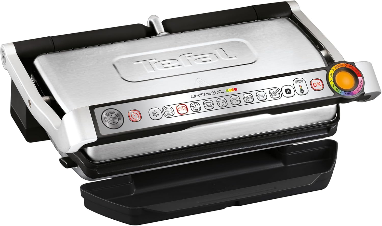 TEFAL GC724D12 Optigrill+ XL Griglia carne, 9 programmi, Modalità manuale, Scongelamento, Piano cottura XL, Accessori inclusi