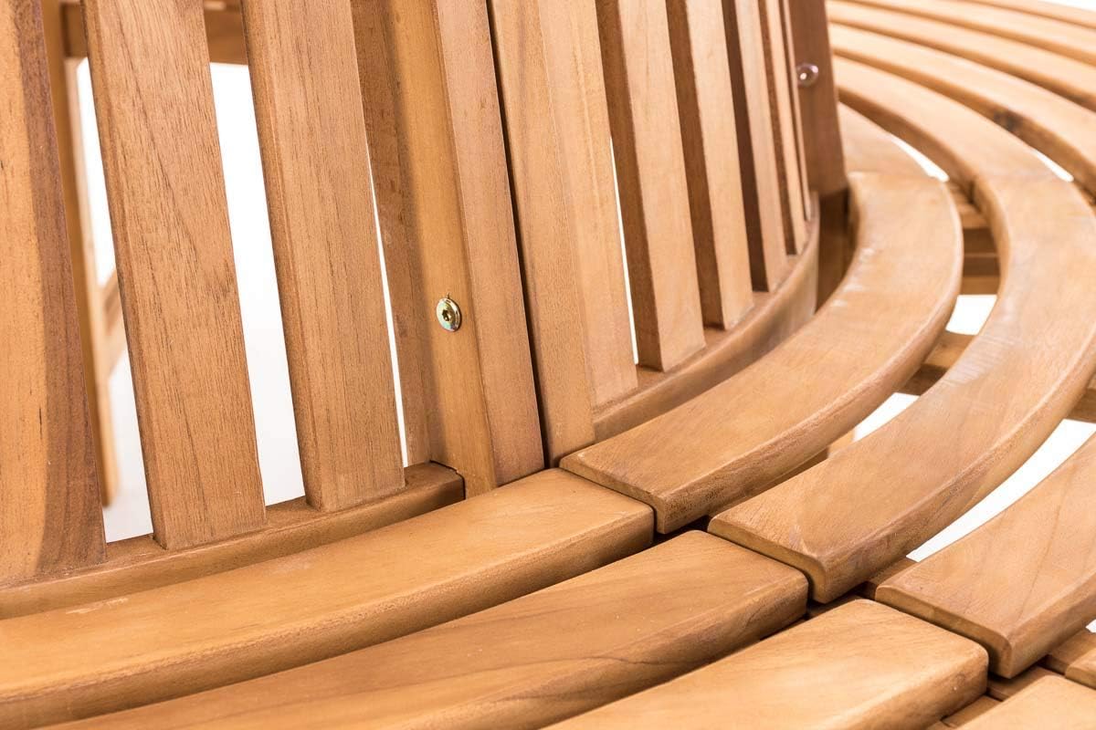 CLP Baumbank Novum I Rundbank mit 8 Sitzplätzen I Naturbelassene Holzbank Mit Rückenlehne Aus Massivem Teakholz, Farbe:Teak, Größe:200 cm