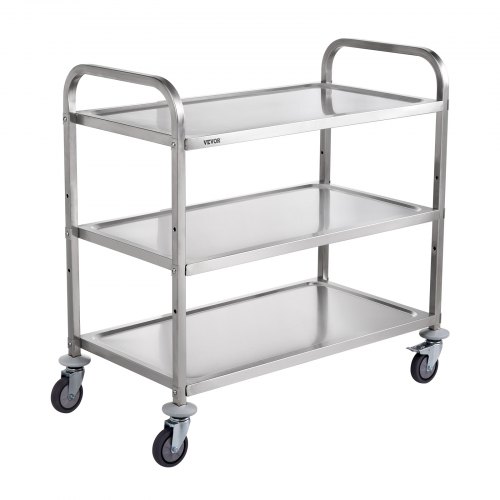 VEVOR 3-stöckiger Mehrzweckwagen, Rollwagen auf Rädern, 94,5 x 50,8 x 94,7 cm, 450 Pfund, 6 Haken