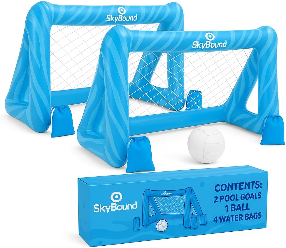 SkyBound - 2 porte gonfiabili per bambini, con pallone e borse pesanti, giocattolo sportivo acquatico per piscina, giardino, spiaggia o parco | calcio e giochi all'aperto