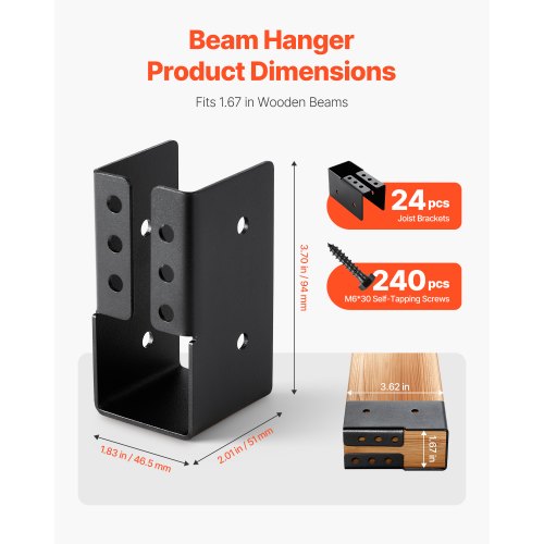 VEVOR 24 Stk. Balkenschuhe Balkenverbinder Holzverbinder für 49x92mm Balken