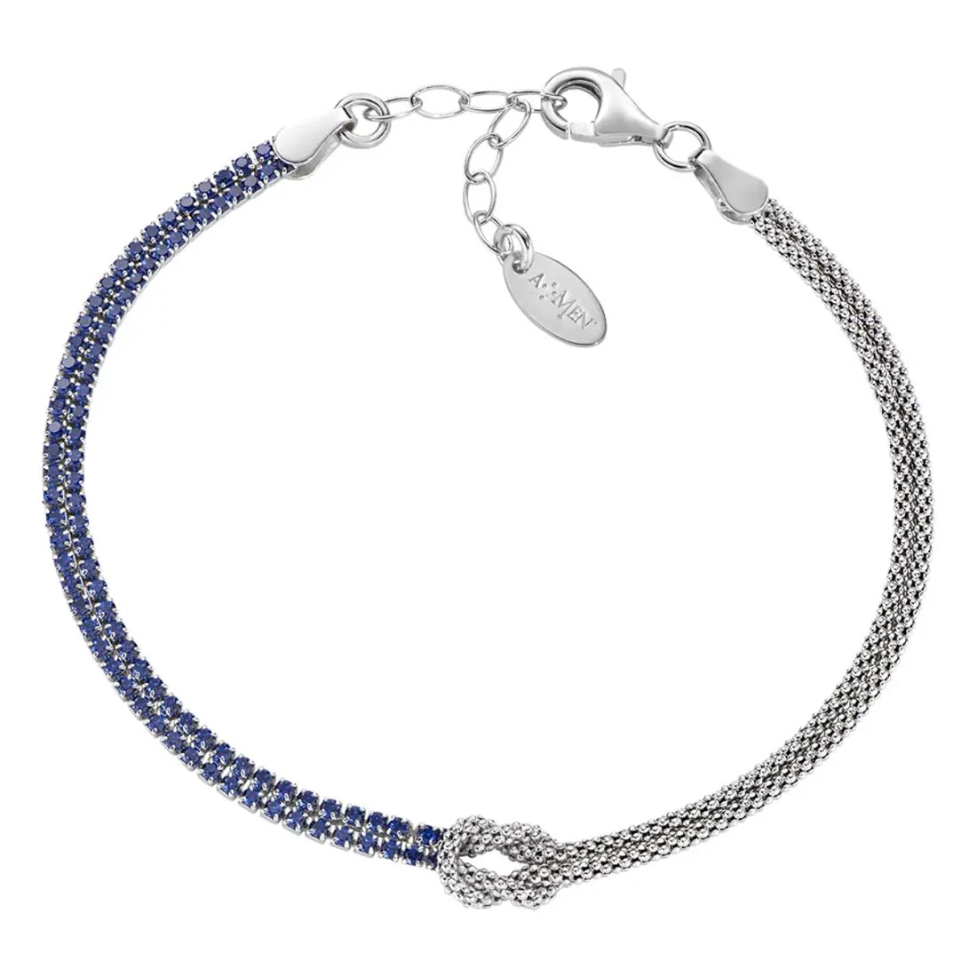 Bracciale Amen argento Nodo d'Amore con pietre blu BRNOAMBBLZ16