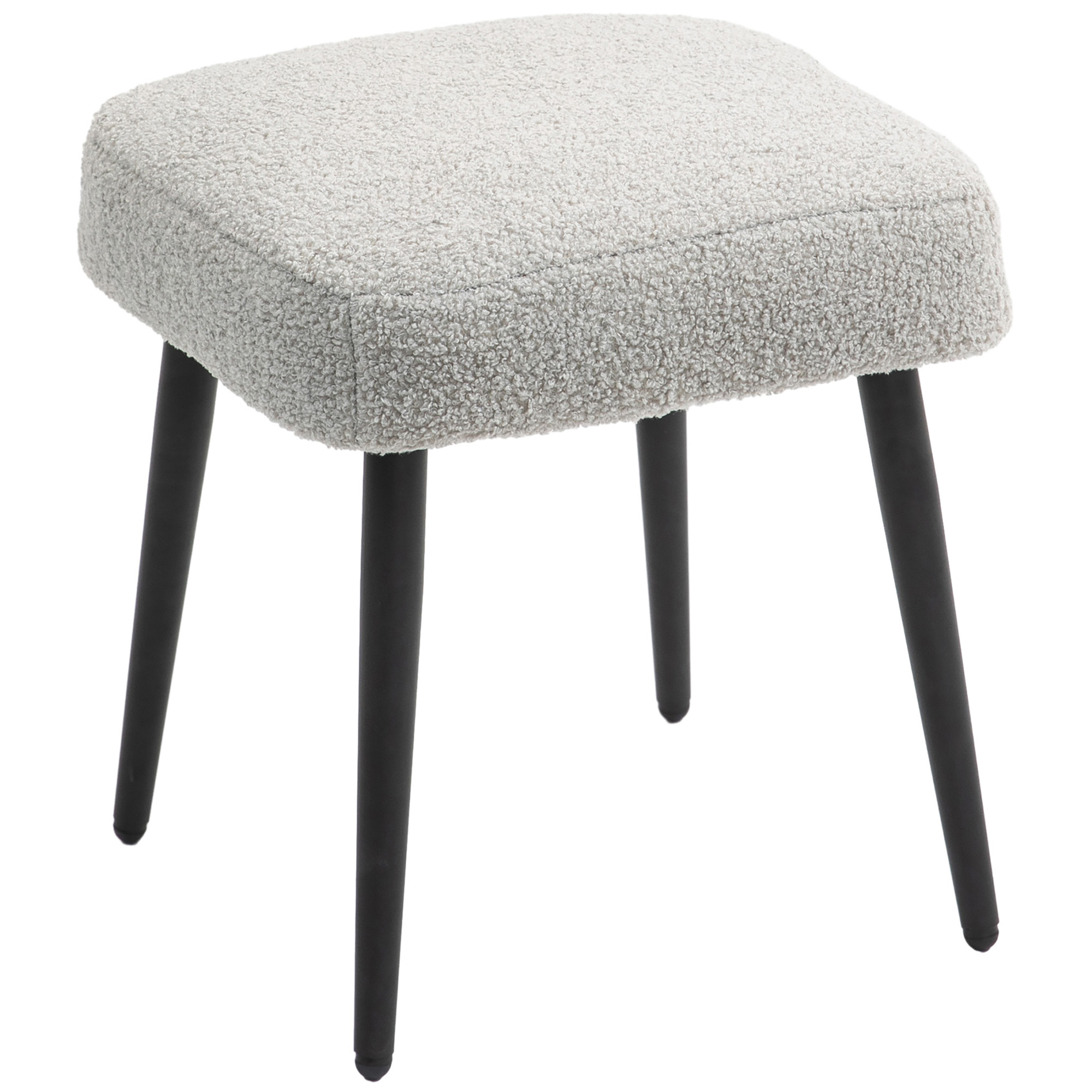 HOMCOM Hocker, Fußstütze, gepolsterter Sitz, Kaschmir-Optik, Stahlbeine, 42 x 42 x 47 cm, Hellgrau