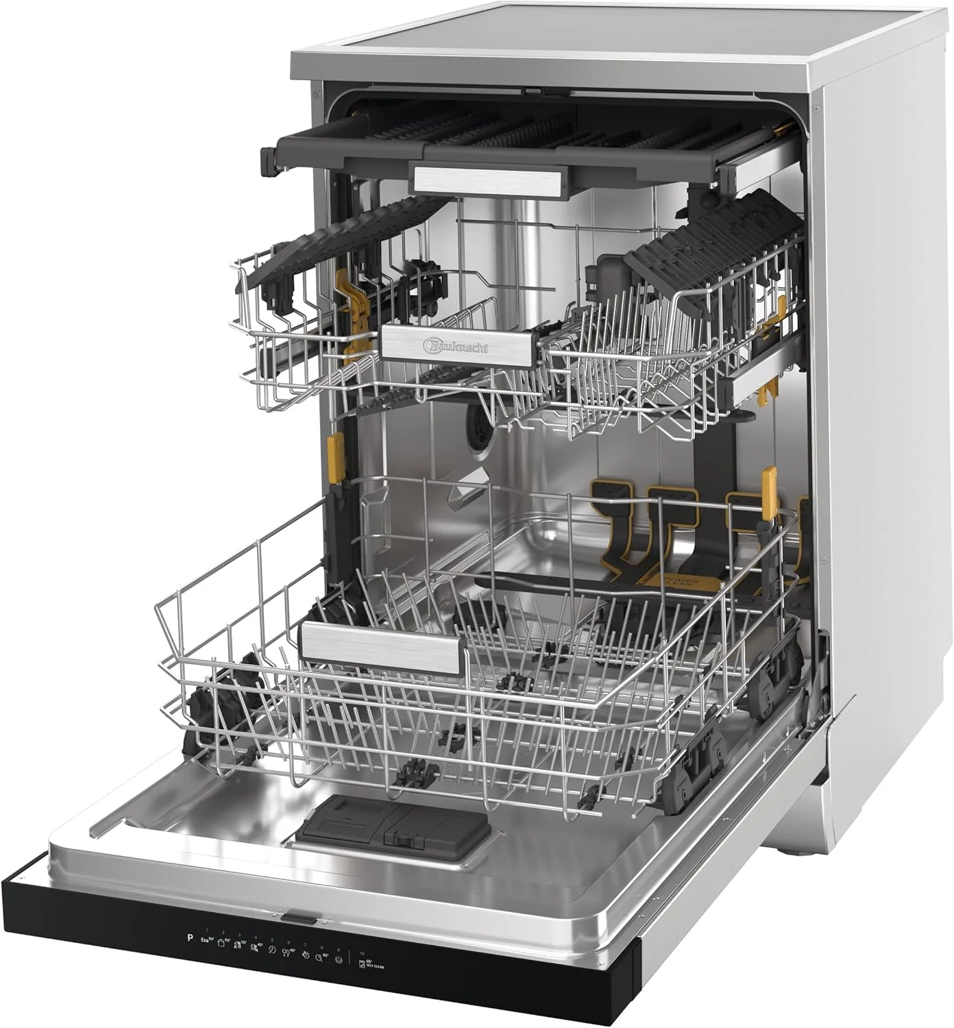 Bauknecht B7F HP43 XA Vrijstaande vaatwasser/ 60 cm/ 15 couverts/ PowerClean Pro-Effectieve hogedruksproeiers/ Natural Dry-Automatische deuropening-Betere droging/ Maxi Space-Meer binnenruimte