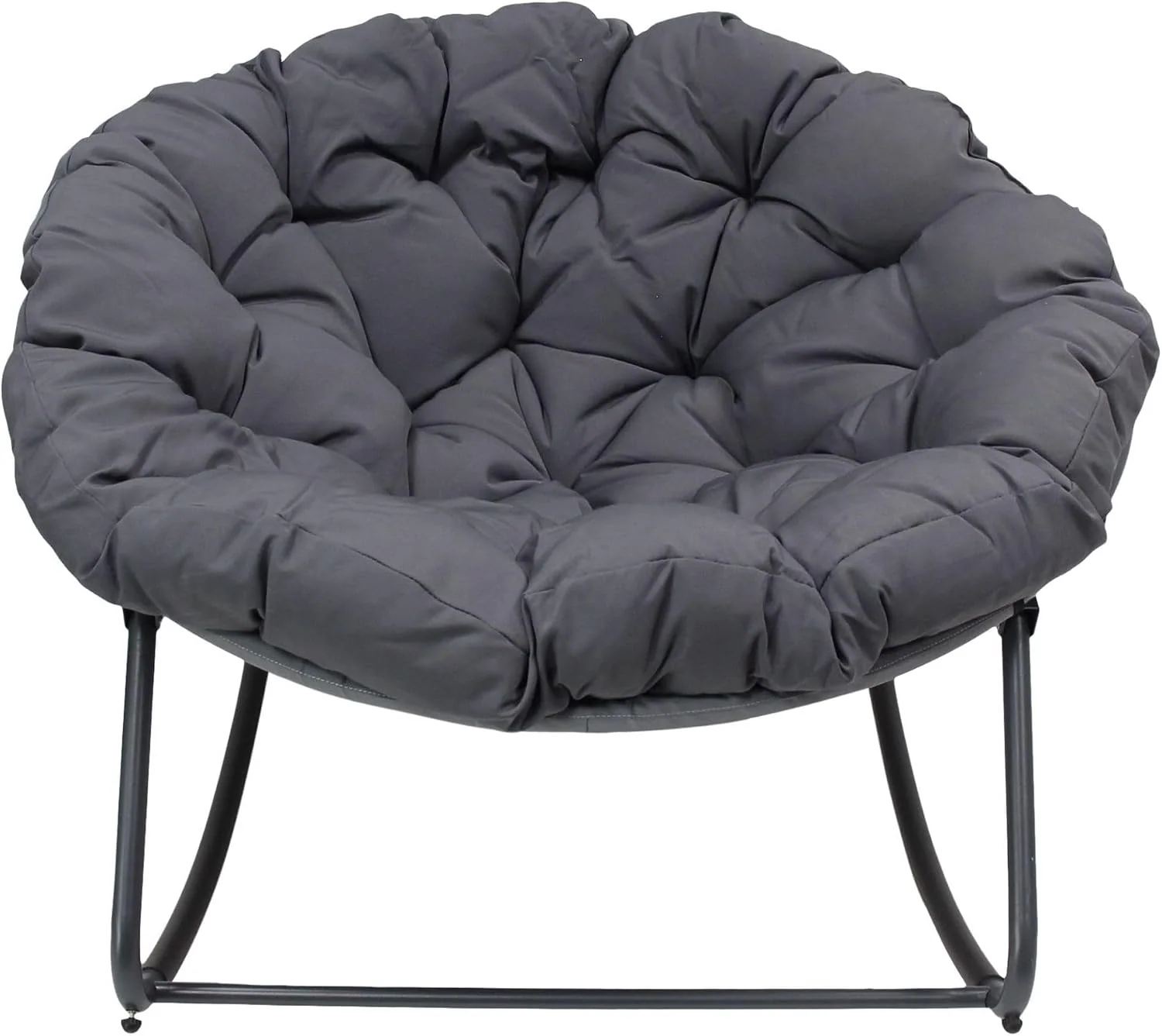 FRANK FLECHTWAREN Schaukelsessel Relax aus Metall mit Polsterung in Anthrazit, Belastbar bis 150 kg, Wasserabweisender Polyester-Stoff