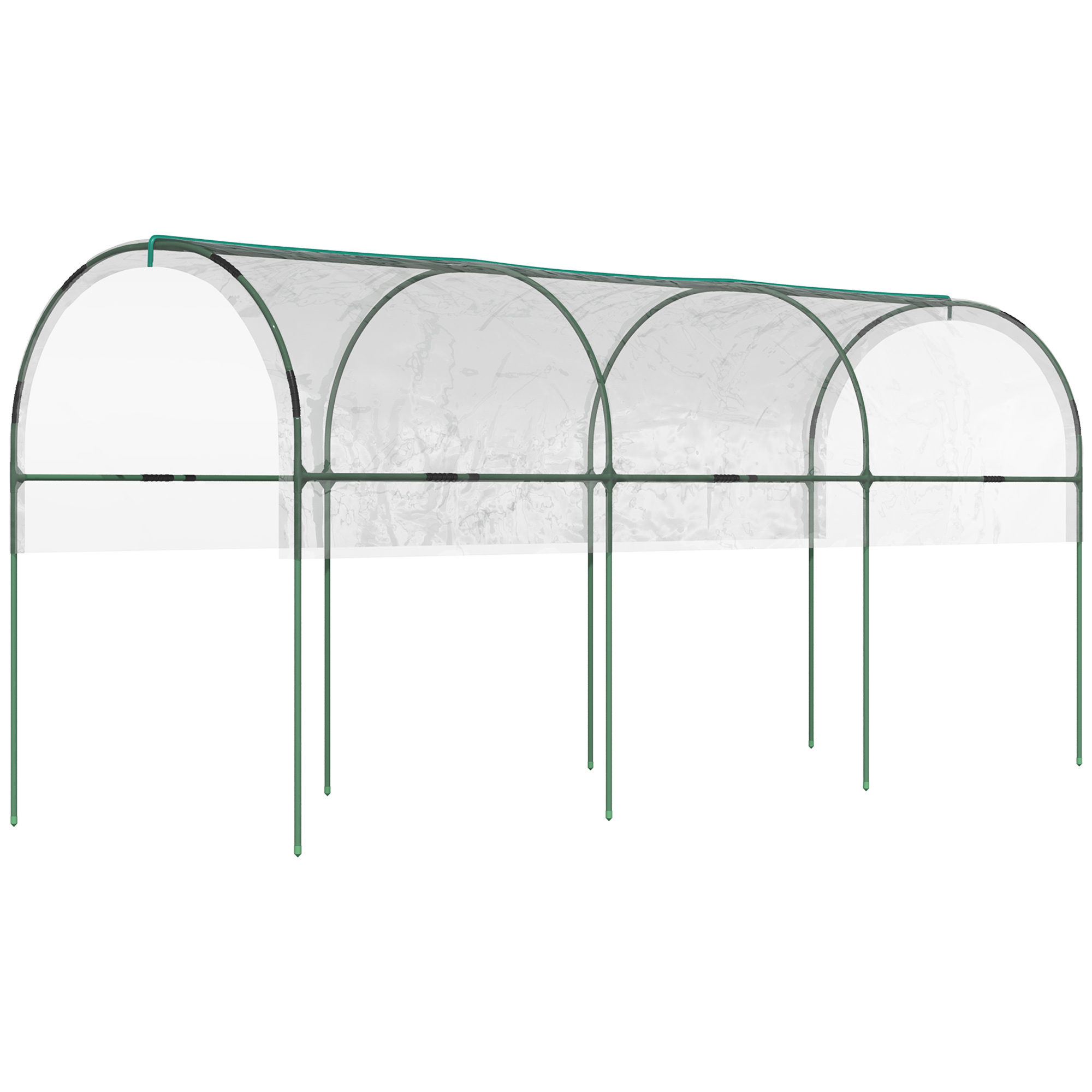 Outsunny Gewächshaus für den Garten Tomaten 4 verzinkte Stahlbögen PVC-Folie 4 x 1,23 x 1,71 m Grün