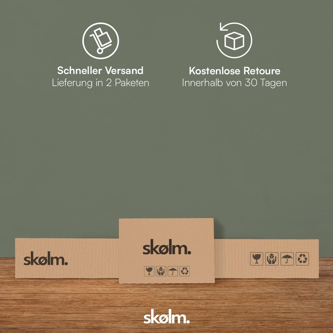 skølm Floki Massivholzbett 140x200 cm aus Eiche - hochwertiges Bettgestell - Bettrahmen mit Bettkopf - Holzbett in Natur geölt - Bett 140x200 cm geeignet als Doppelbett - Futonbett