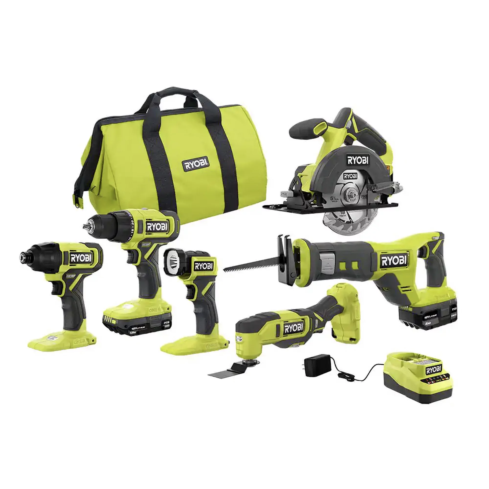Kit combinato di 6 utensili a batteria RYOBI ONE+ PCL1600K2 da 18 V
