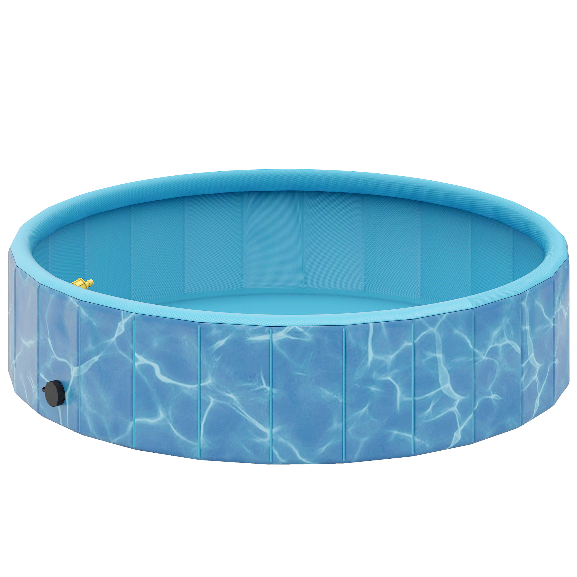 PawHut Hundepool Faltbar Planschbecken mit Brunnen- und Wasserpolsterdesign Ø120 x 30 cm Blau