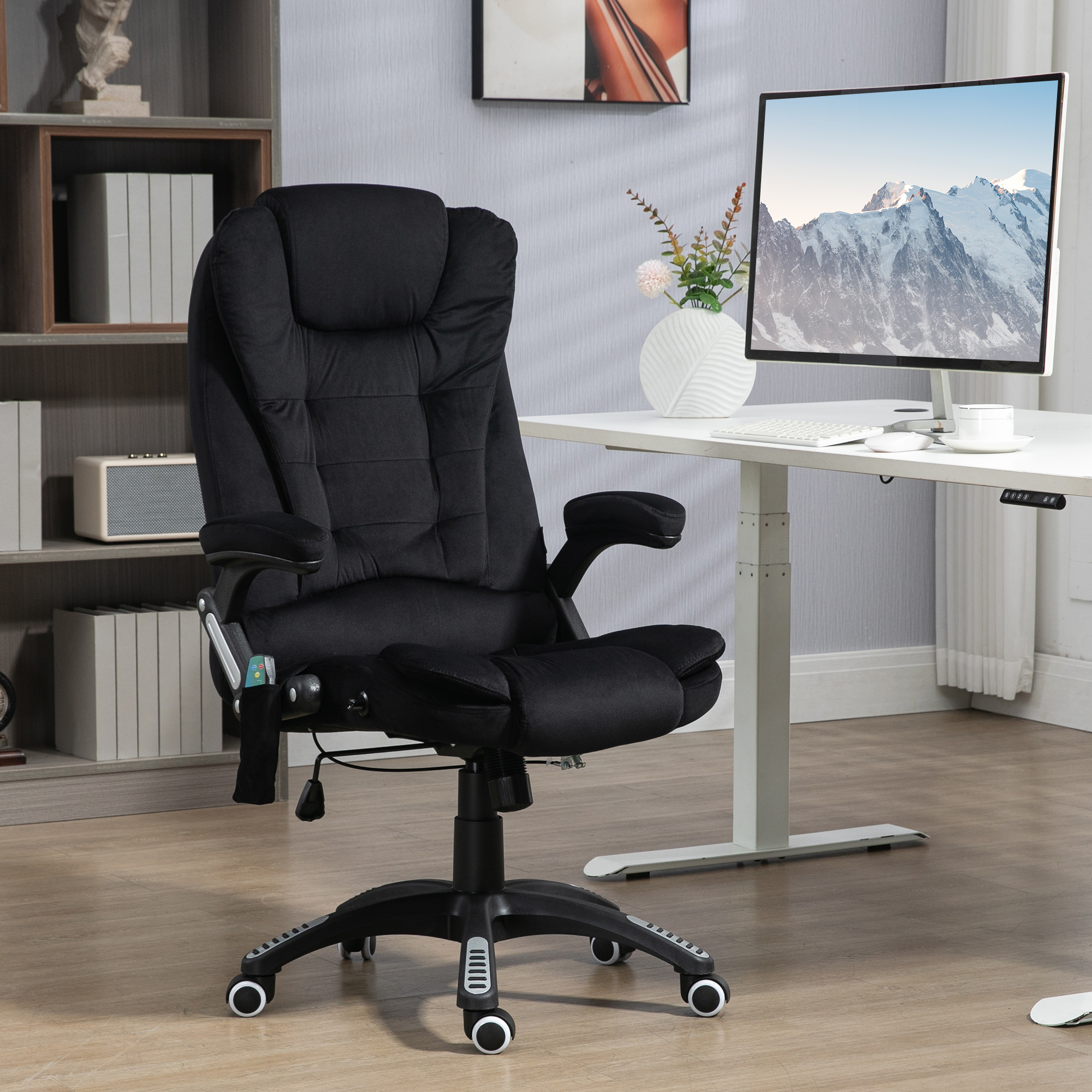 Vinsetto Bürostuhl mit Massage- & Wärmefunktion, ergonomisch, höhenverstellbar, Schwarz