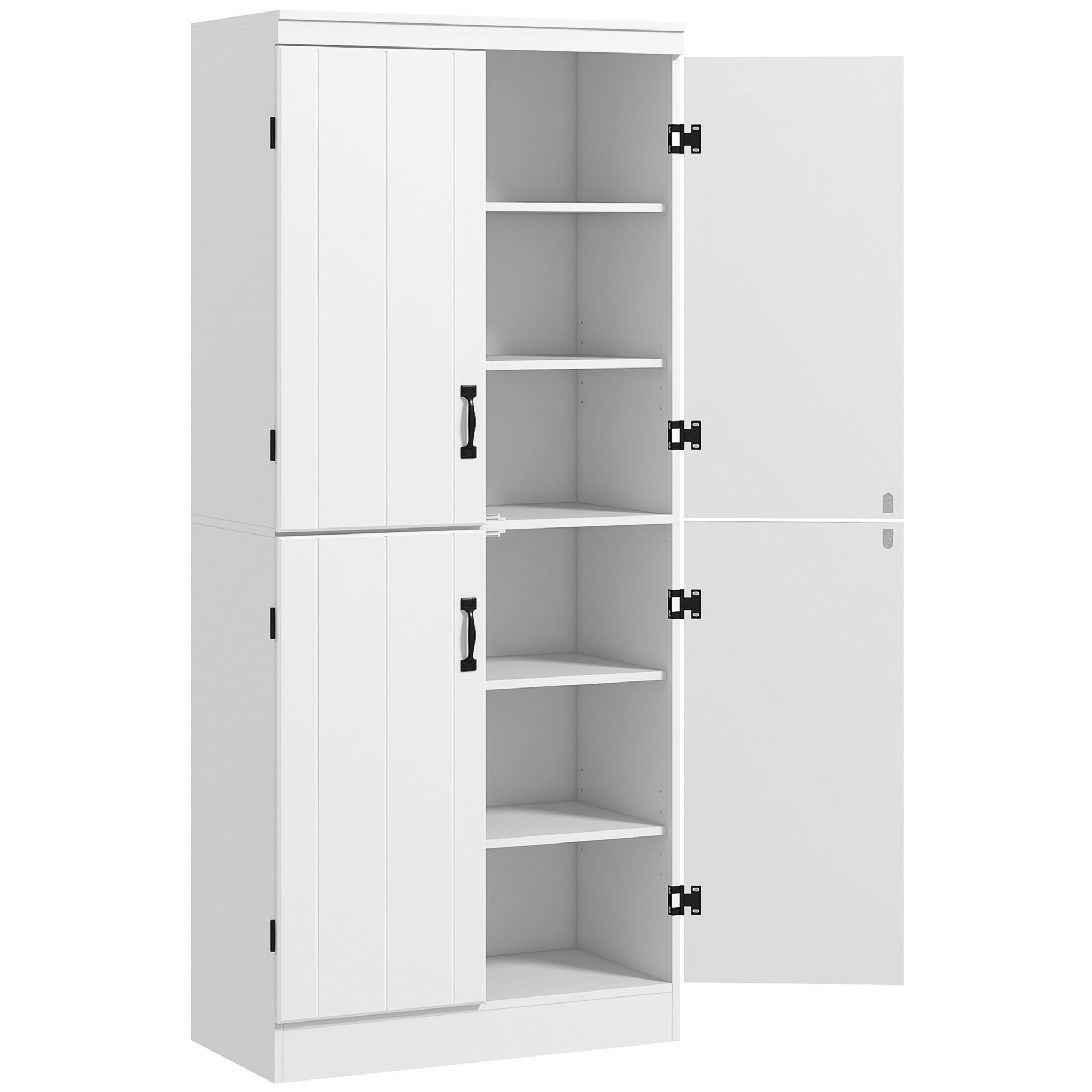 HOMCOM Küchenschrank Buffet für Esszimmer mit 4 Türen 6 Regale moderne Stil 76 x 40 x 177 cm weiß