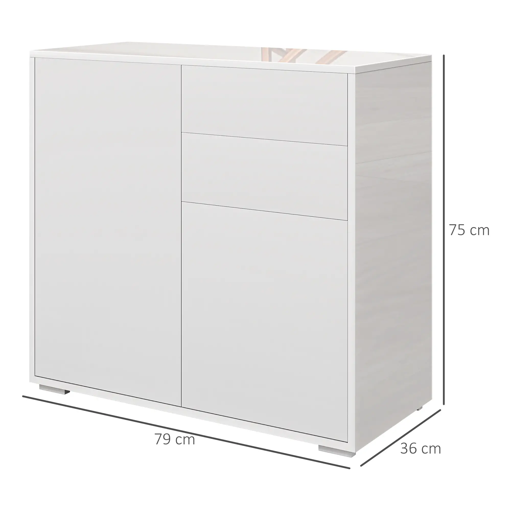 HOMCOM Sideboard Kommode verstellbares Regal Kippsicherung Weiß