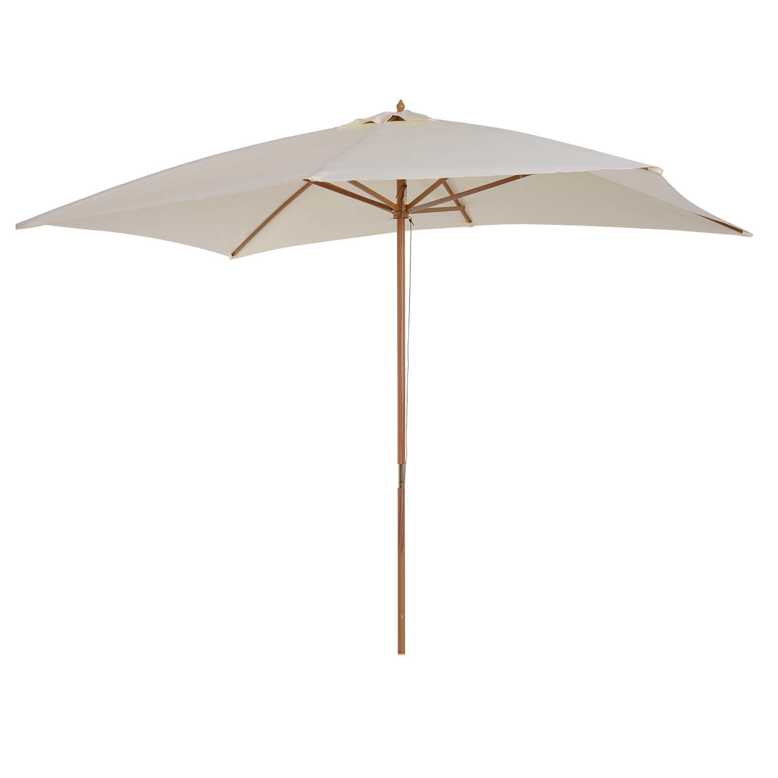 Outsunny Sonnenschirm rechteckiger Garten-Sonnenschirm mit Doppeldach aus Holz und hochdichtem Polyester 3 x 2 m Creme