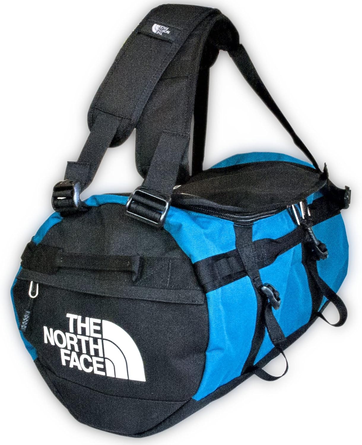 - Gilman Duffel Bag, strapazierfähige Sporttasche mit Rucksack-Schulterriemen und gepolsterten seitlichen Tragegriffen, schwarz/blau, Größe S, 50L (TNF)