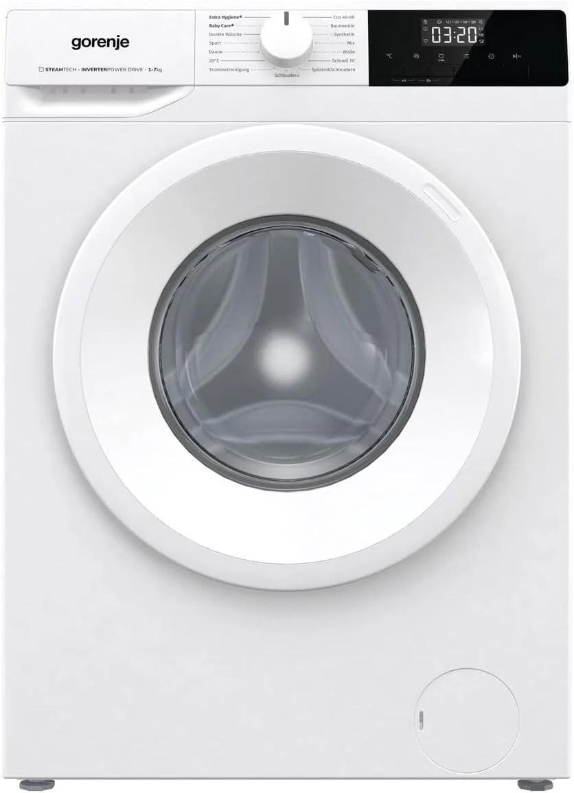 Gorenje Waschmaschine, 7 kg, Weiß, WNHPI 74 SCS/DE mit Dampffunktion, 1400 U, 15 Programme, AquaStop, Inverter PowerDrive Motor