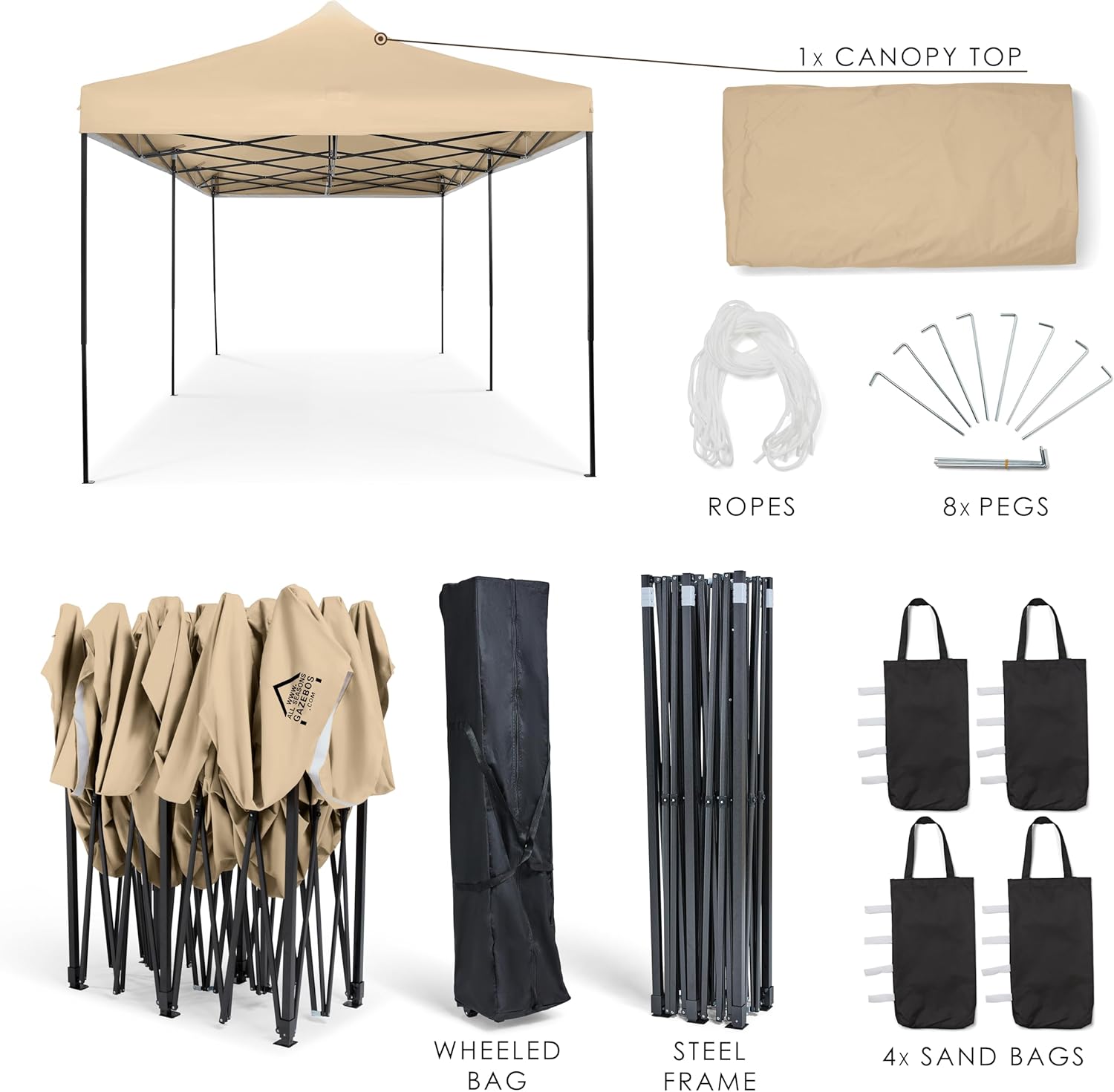 All Seasons Gazebos: Pop Up Gazebo 3 x 6 m Fully Waterproof – Beige