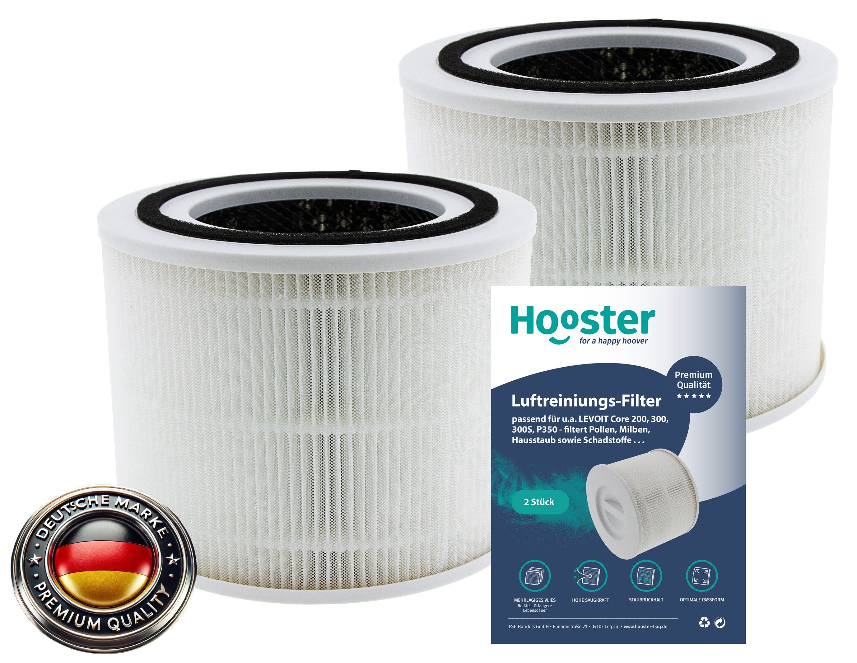 Luftfilter 2er-SET Filter kompatibel mit LEVOIT H13 Core 300 / Core 300s