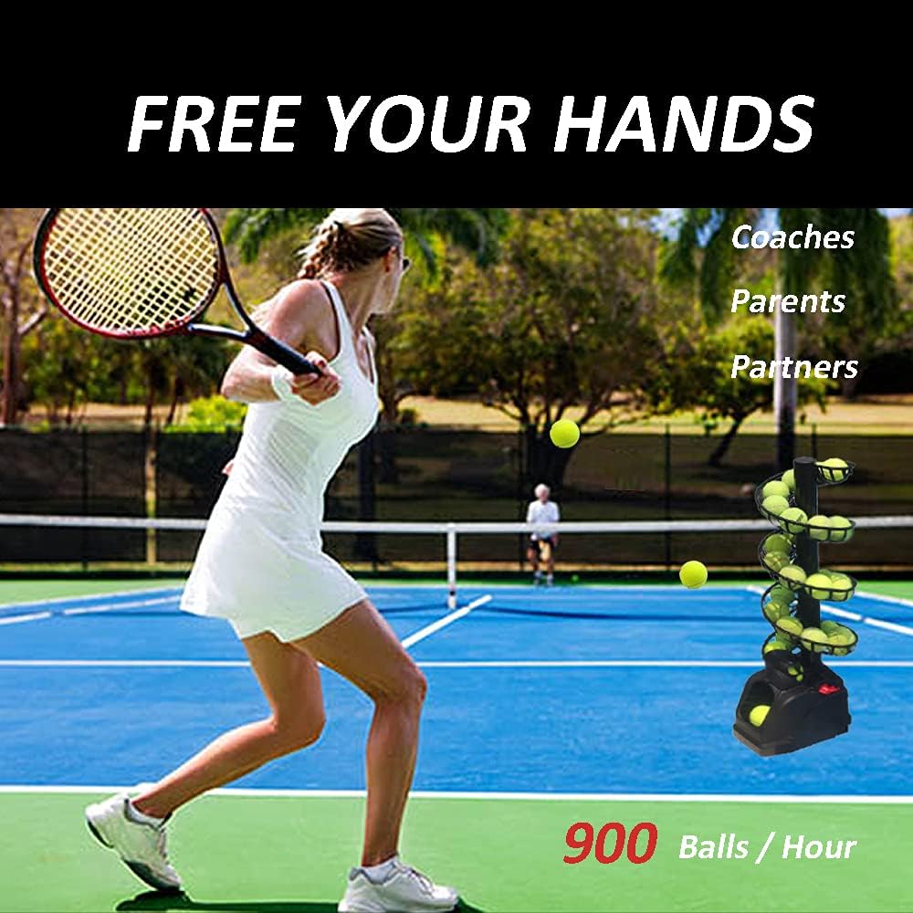 Tennisbälle Ballmaschine Tragbarer Tennisball-Maschine Solo Tennistrainer AC&Batterie Zuhause/Gericht Ballwurfmaschinen