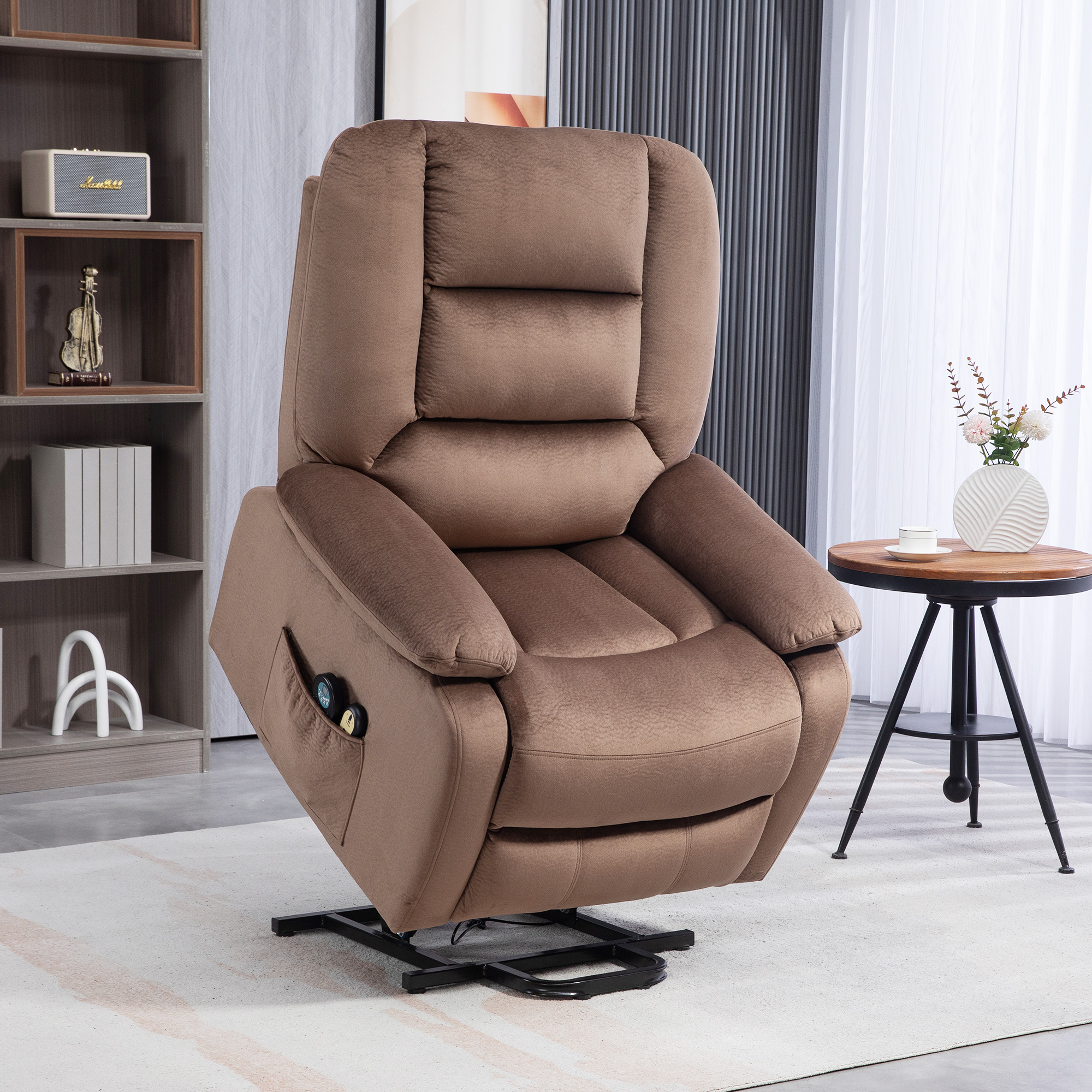 HOMCOM Aufstehsessel mit Massagefunktion, 90x93x110cm, Braun