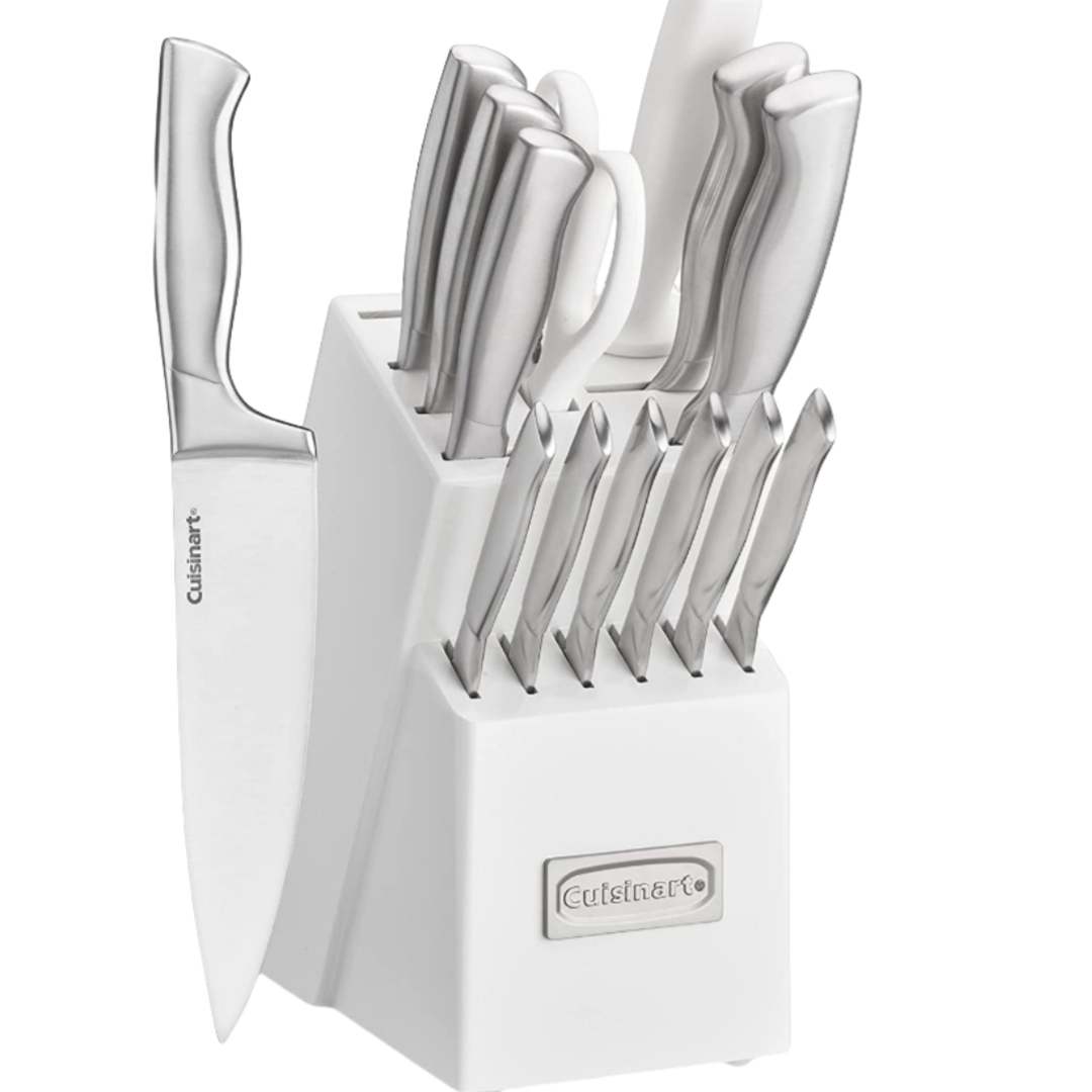 Cuisinart C77SS-15PK Set de Bloque de 15 Piezas con Mangos Huecos de Acero Inoxidable, Blanco Brillante