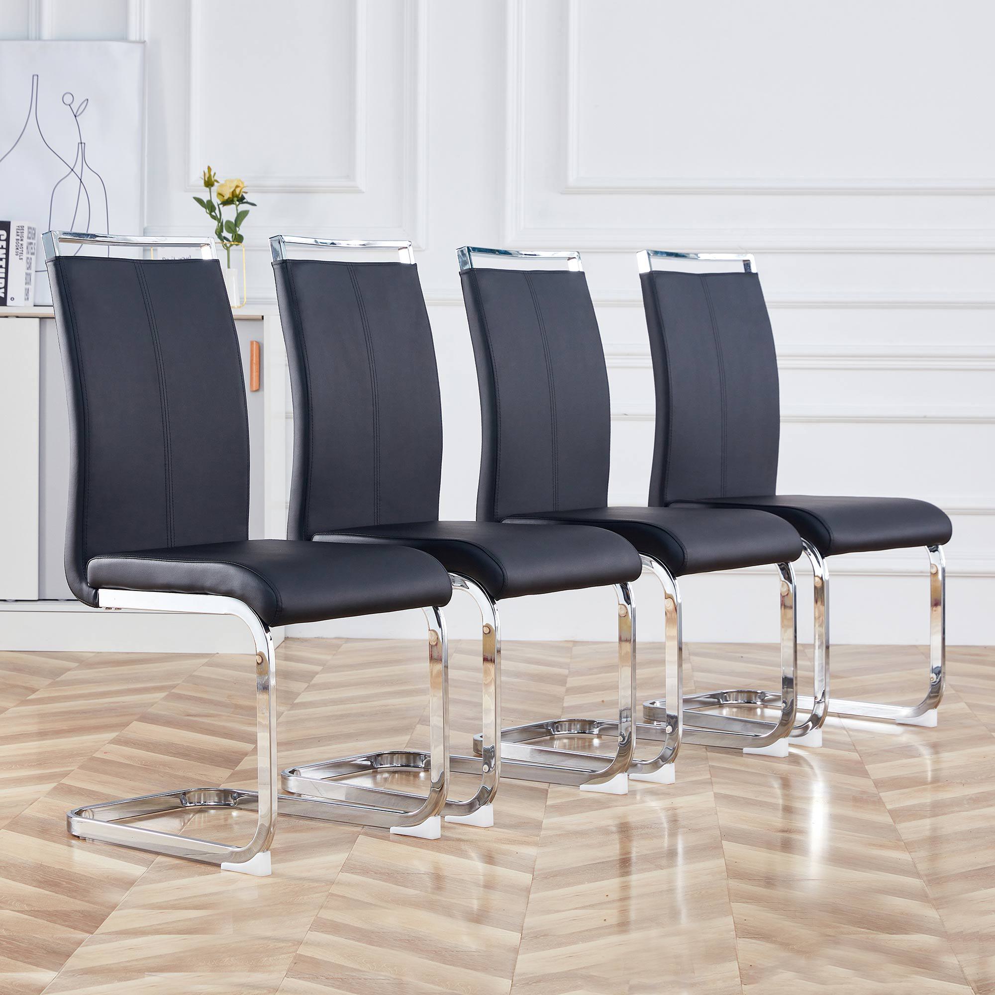 Esszimmerstühle 4er Set, Metallgestell, Ergonomischer Design, 43x54x100 cm, Schwarz