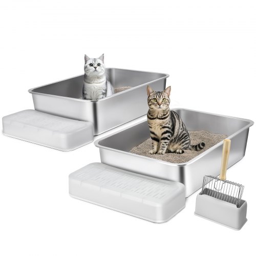 VEVOR 2er-Set Katzentoilette Katzenklo Katzen WC mit Filterfußteil 60x40x15cm
