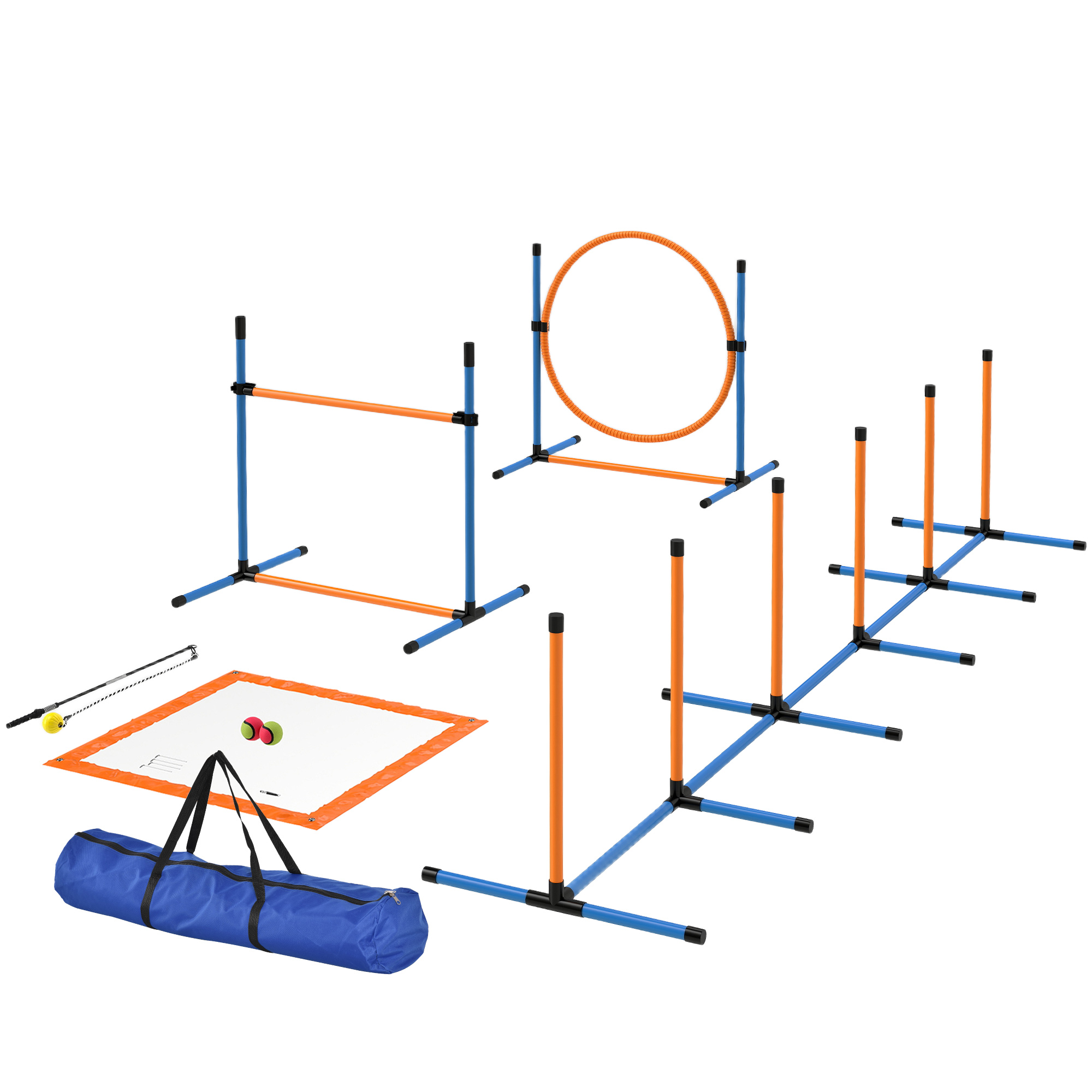 PawHut Agility Set Hunde 7-teilig Agility-Ausrüstung für Hundetraining Steckhürdenset für Spiele Training