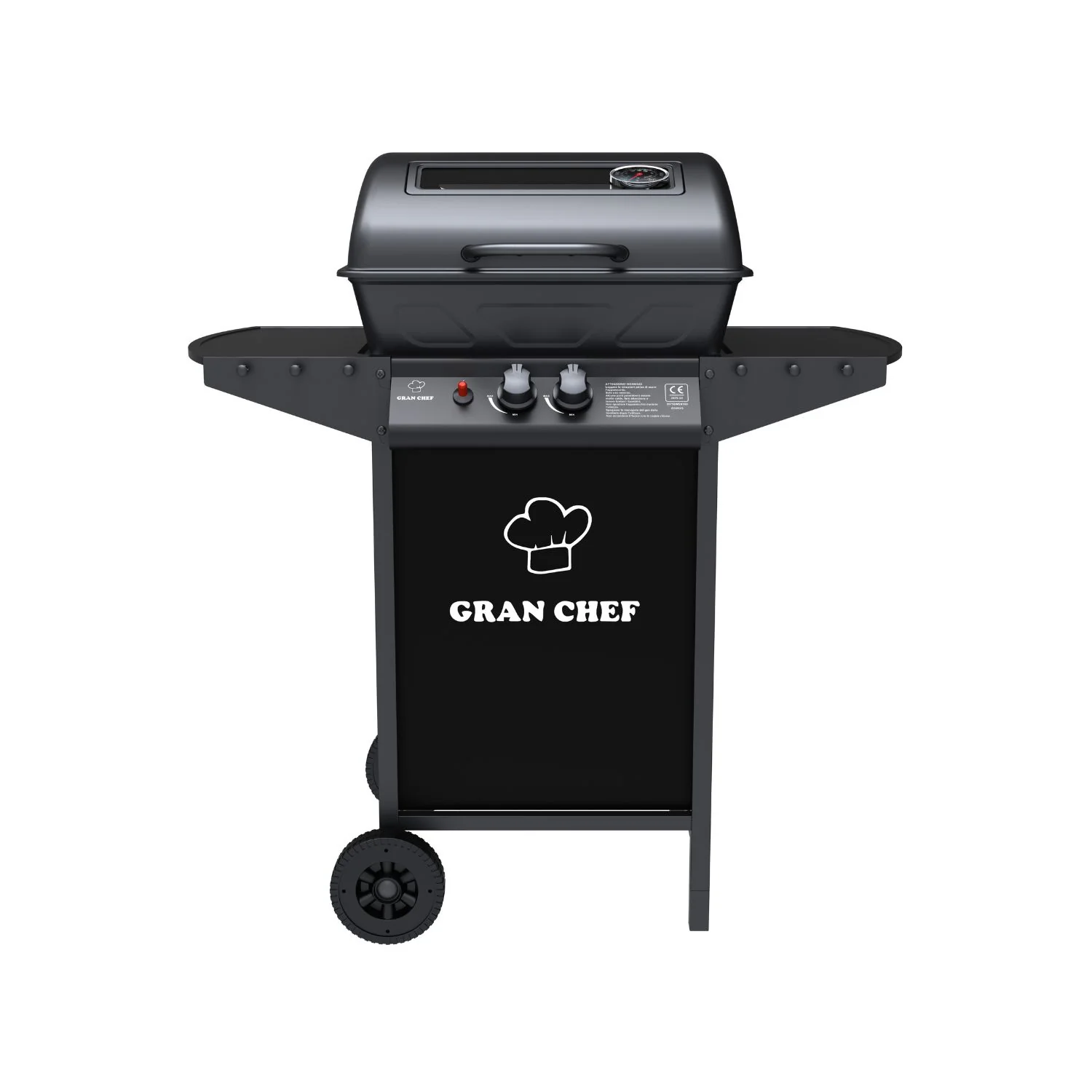 Barbecue A Gas A 2 Fuochi John In Acciaio Nero Con Ruote