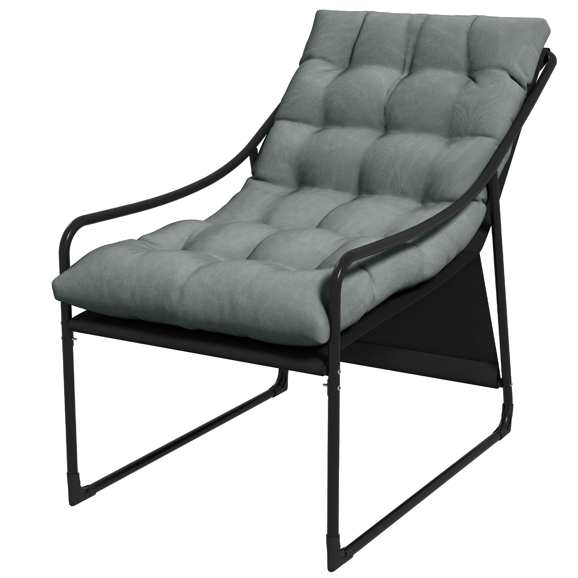 Outsunny Outdoor Lounge, dicke Polsterung, rostfreier Stahlrahmen, 62B x 110T x 88H cm, Grau/Schwarz