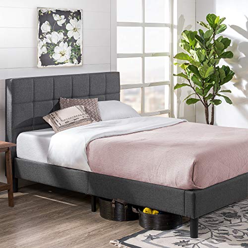 Zinus Lottie Letto 80x190 cm   Struttura letto 35 cm di altezza   Struttura letto imbottita con supporto a doghe in legno   Grigio : Casa e cucina
