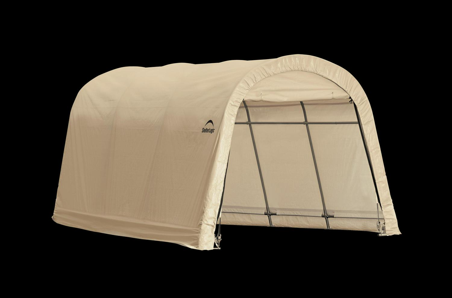 ShelterLogic AutoShelter Steel Instant Garage, 10x15x8 ft, Sandstone, Round, Waterproof