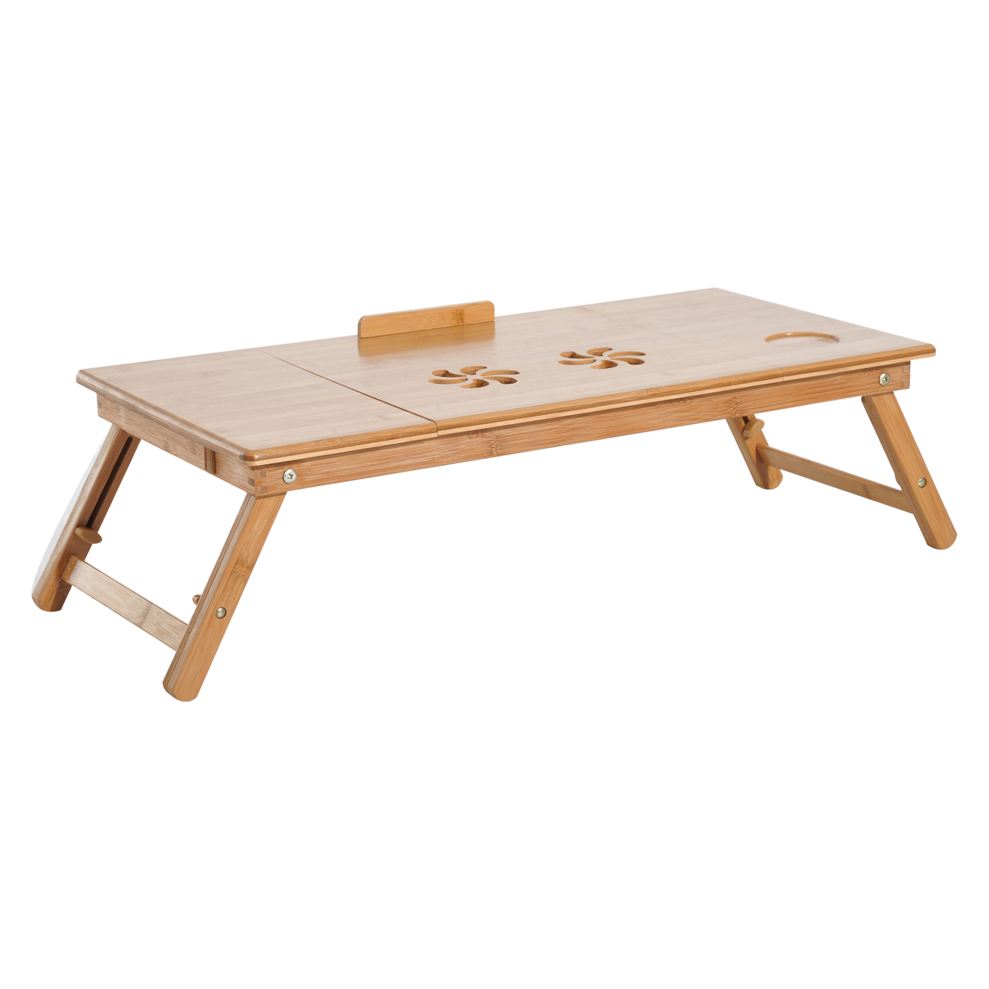 HOMCOM Faltbarer und neigbarer Bett-PC-Tisch mit Schublade, 72x35x22-30, Farbe Holz