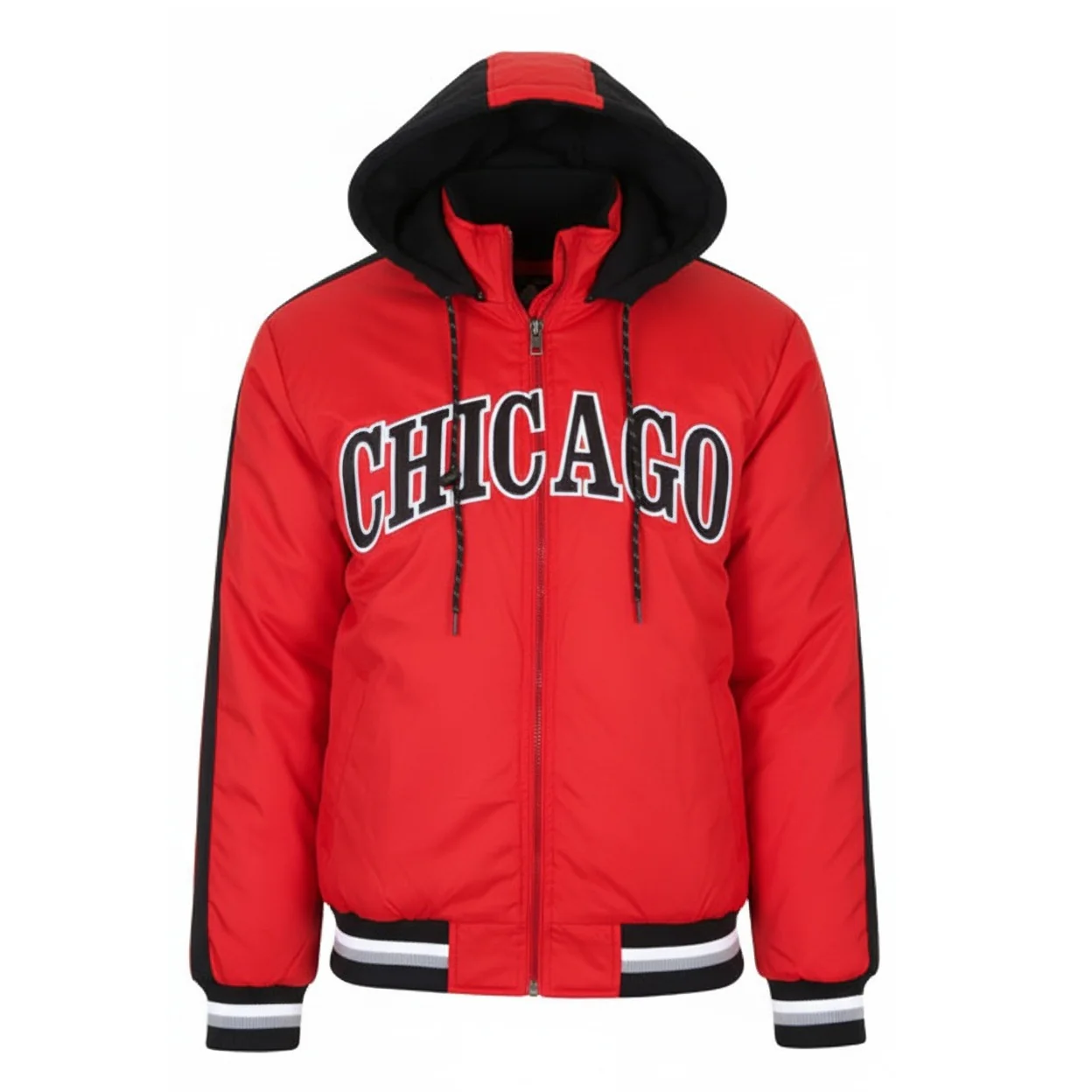 12 Pack Adult Jacket with Removable Hood & Fleece Lining in Red �C Chicago
