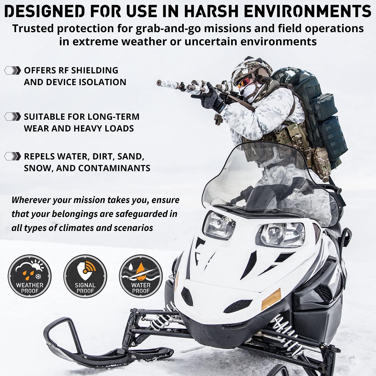 Mission Darkness Dry Shield Faraday Rucksack 40 Liter Fassungsvermögen // Wasserdichte taktische Tasche mit abnehmbaren MOLLE-Taschen, signalblockierendem Anti-Hacking-EMP-Schild für Elektronik