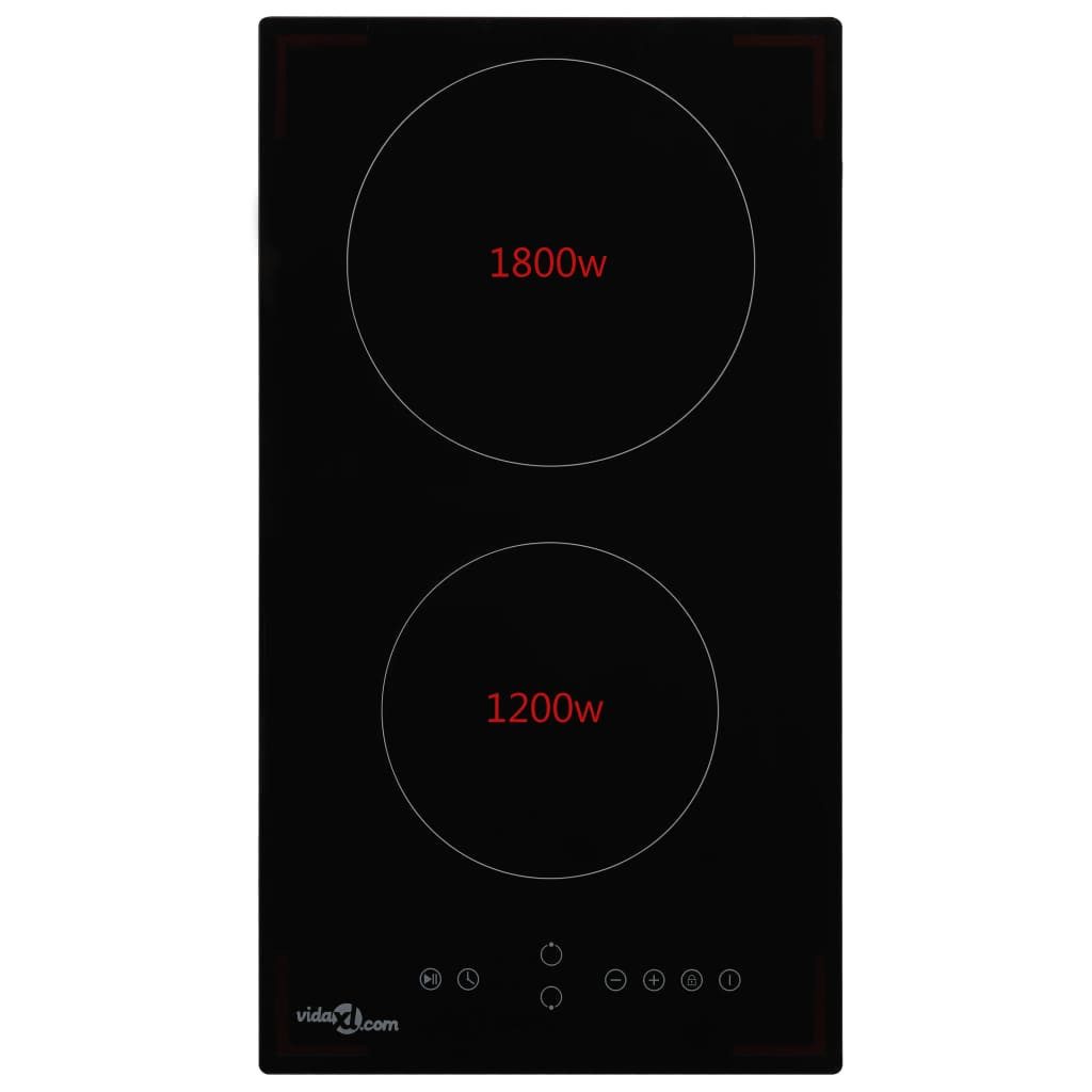Elektro-Kochfeld Glaskeramik-Kochfeld mit 2 Platten Touch Control 3000 W