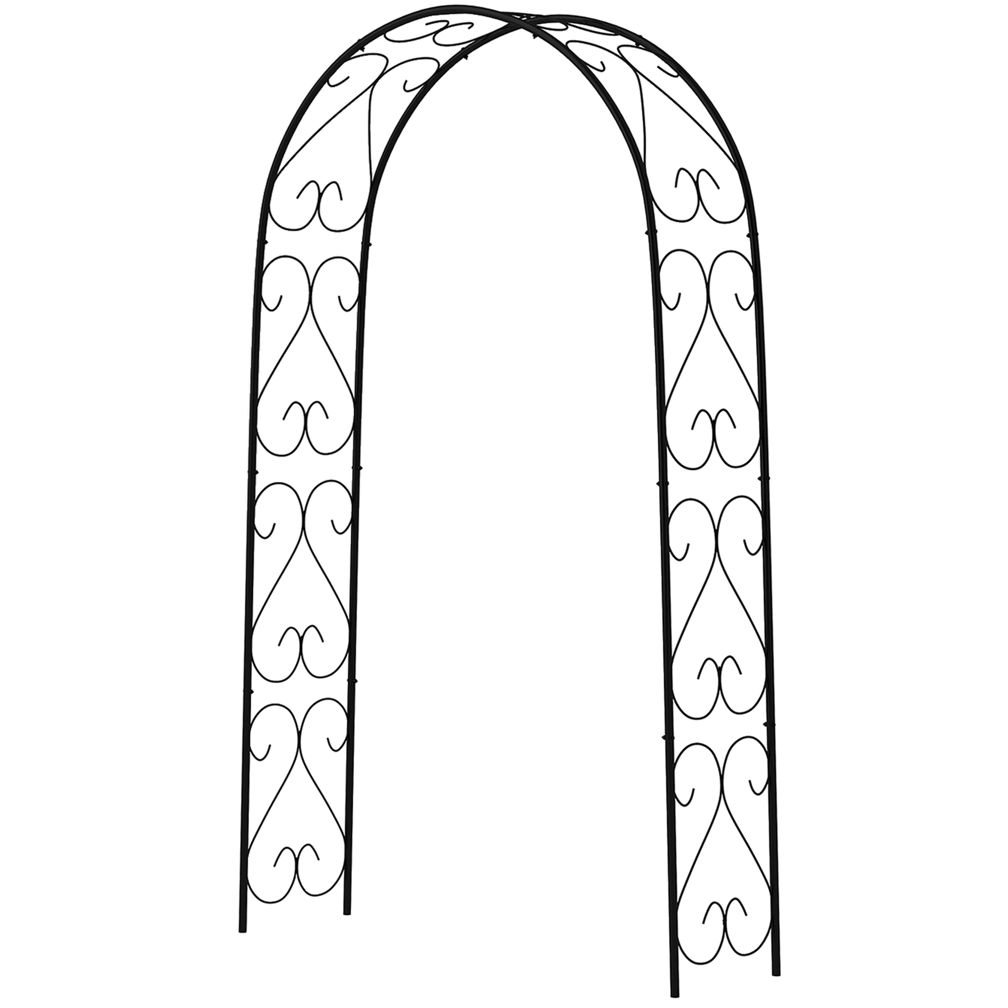 Outsunny Rogenbogen Gartenbogen Torbogen, Vintage Design, 125 x 37 x 230 cm, Schwarz