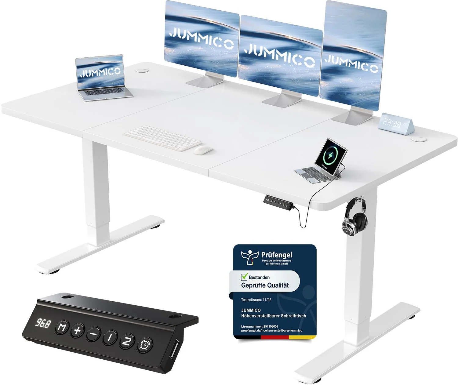 JUMMICO Elektrisch höhenverstellbarer Schreibtisch mit USB-Anschluss