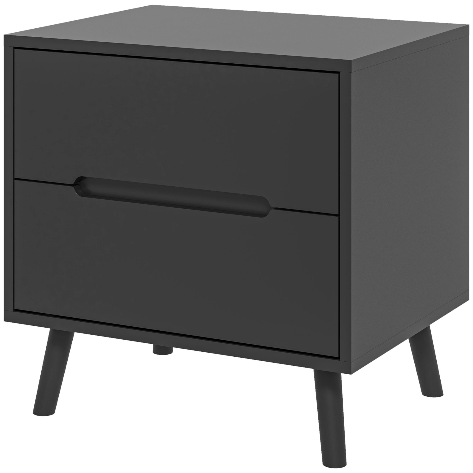 HOMCOM Nachttisch Nachttisch mit 2 Schubladen moderner Stil für Schlafzimmer, Wohnzimmer, 50 x 40 x 50,5 cm, schwarz