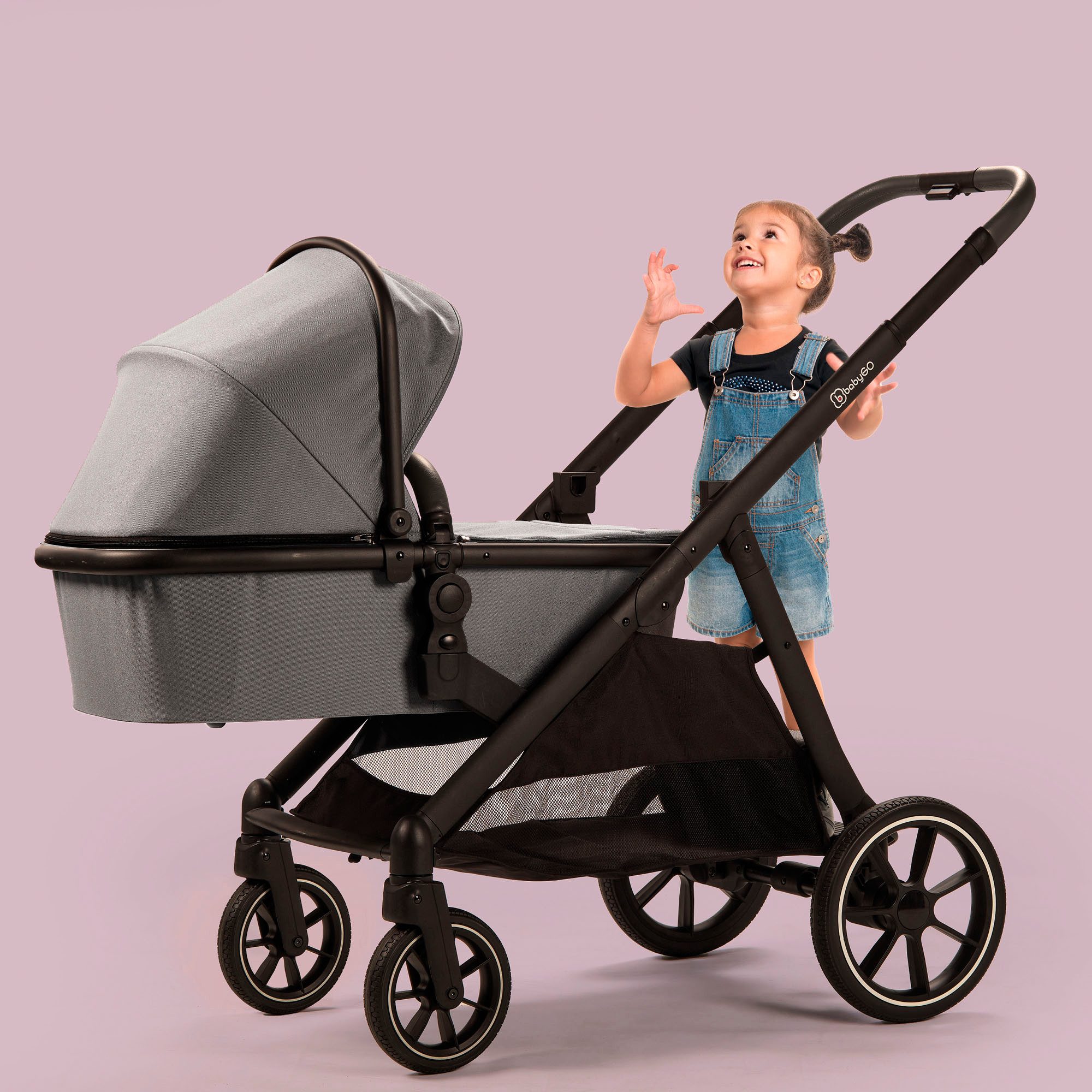 Zwillings-Kombikinderwagen Duo, grau
