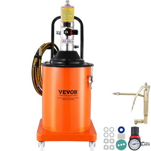 VEVOR Fettpumpe 20L Luftbetriebene Fettpumpe 0,6–0,8 MPa Aluminiumdruckguss-Pumpe -20-100℃ Betriebstemperatur, Pneumatische Fettpumpe NPT-Anschluss Schmierfettpumpe Geeignet für 0-3# Fett