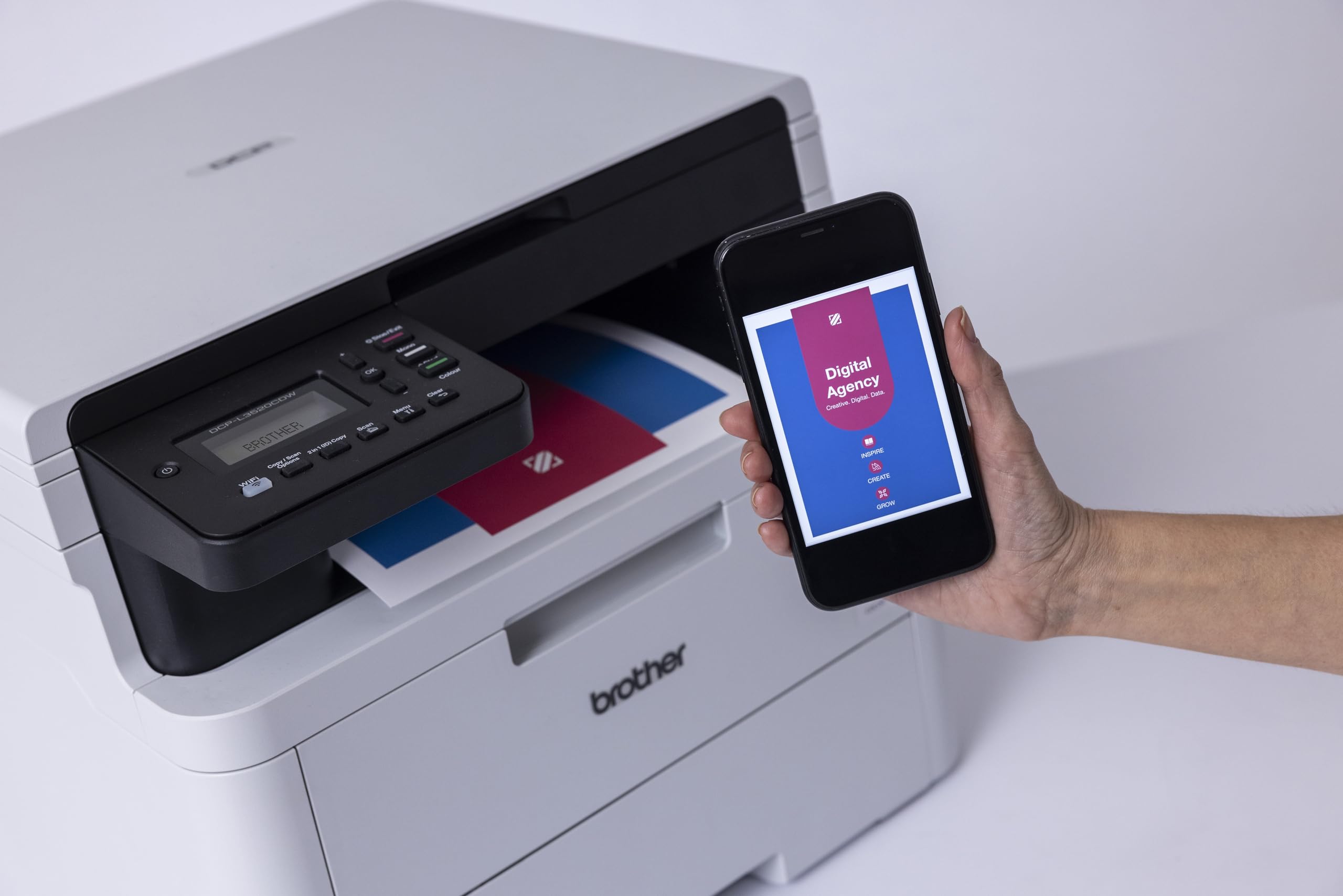 Kompaktes 3-in-1 Farb-LED Multifunktionsgerät DCP-L3520CDW mit WLAN, Drucken Kopieren Scannen, 18 S/min