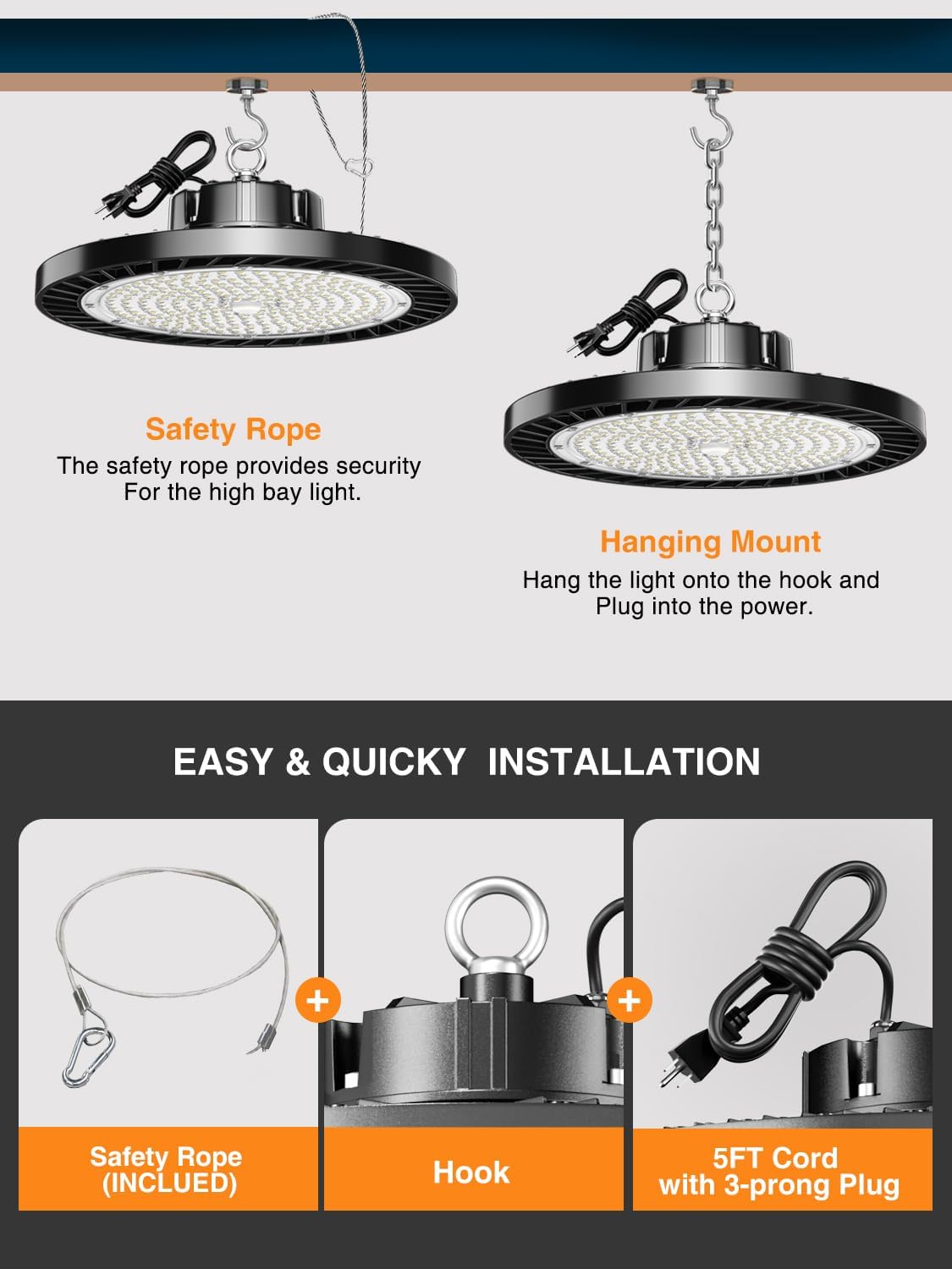 UFO-LED-Leuchtmittel, 12 Stück, 150 W, 5000 K, Tageslicht, 22500 lm (Eqv. 800 W MH/HPS), kommerzielle LED-Lichter mit US-Stecker für Garage, Werkstatt, Lager